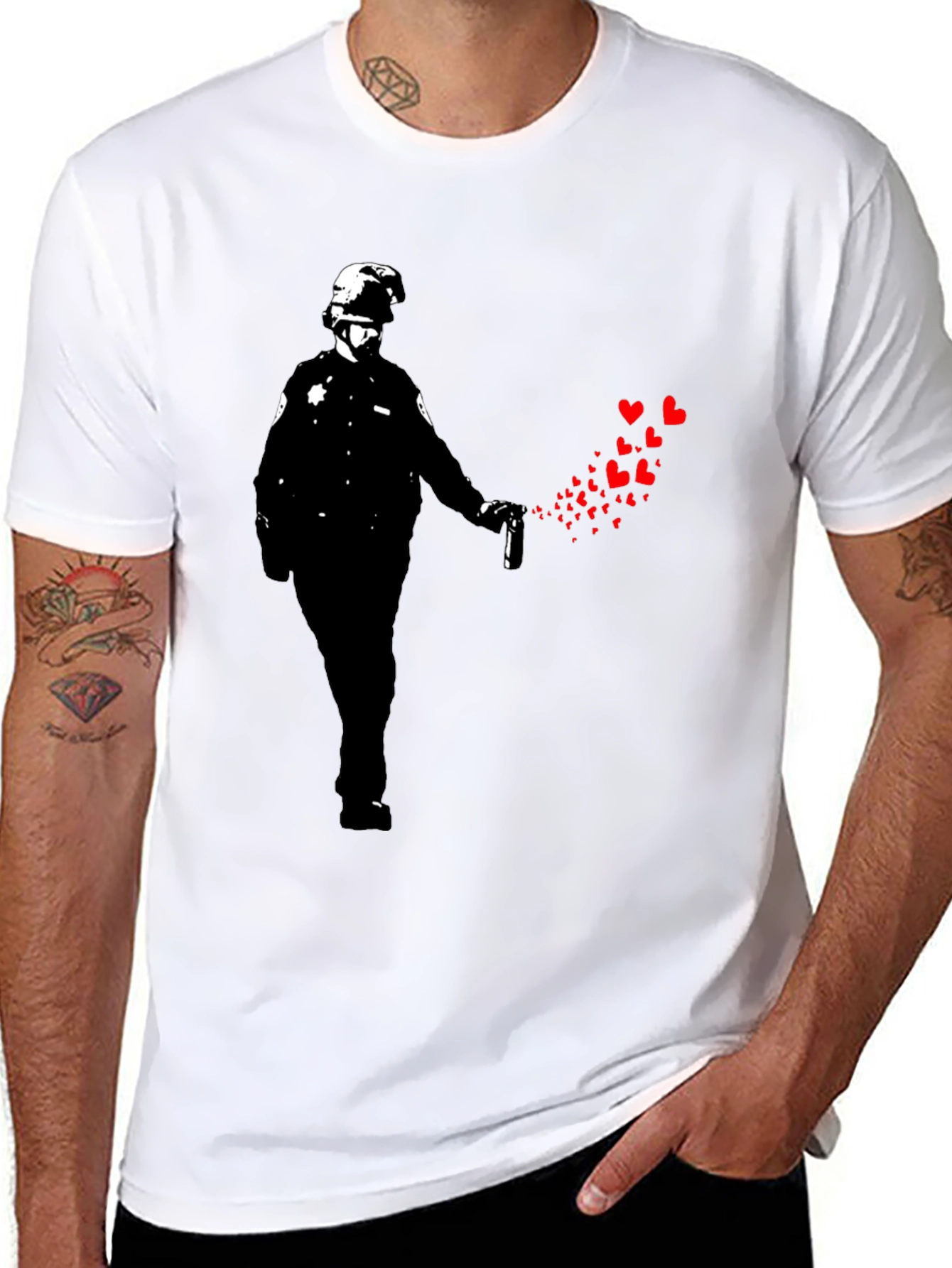 Banksy Riot Cop Heart T-Shirt