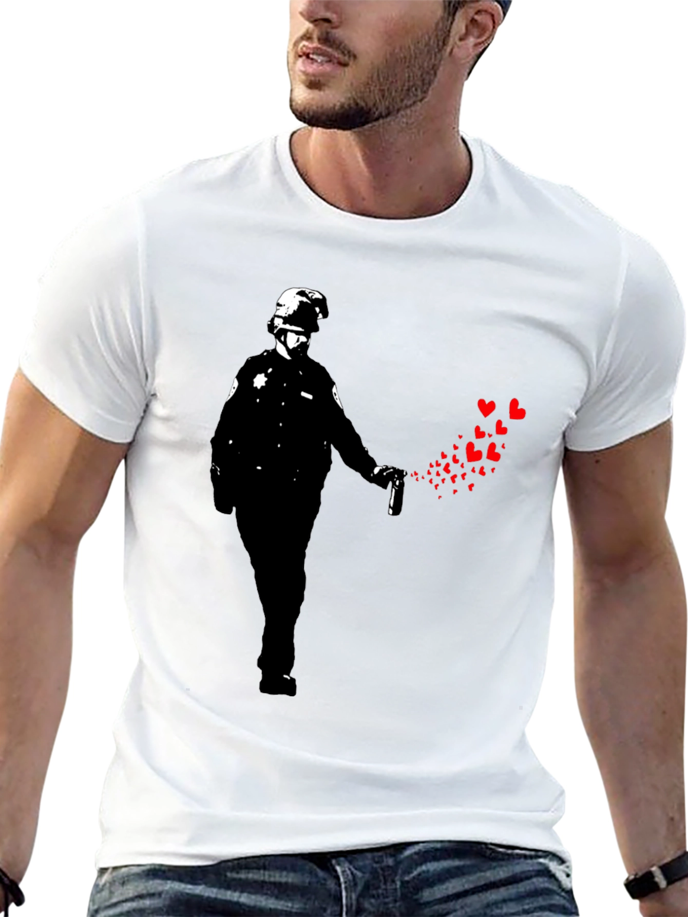 Banksy Riot Cop Heart T-Shirt
