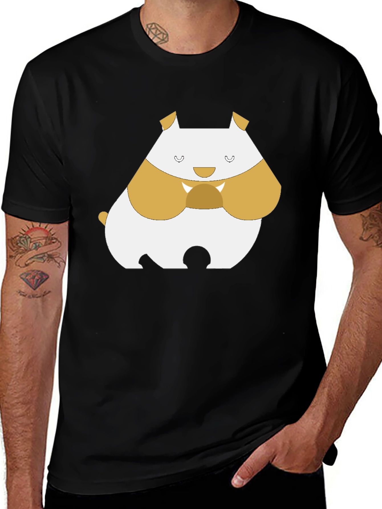Cute Hamster Graphic Tee - Black