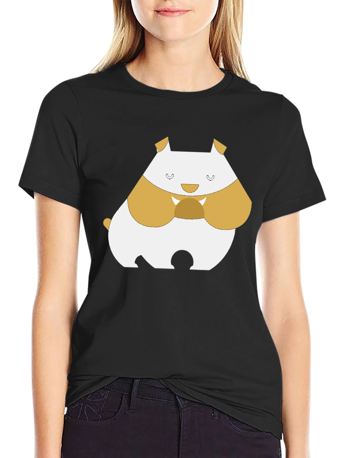 Cute Hamster Graphic Tee - Black