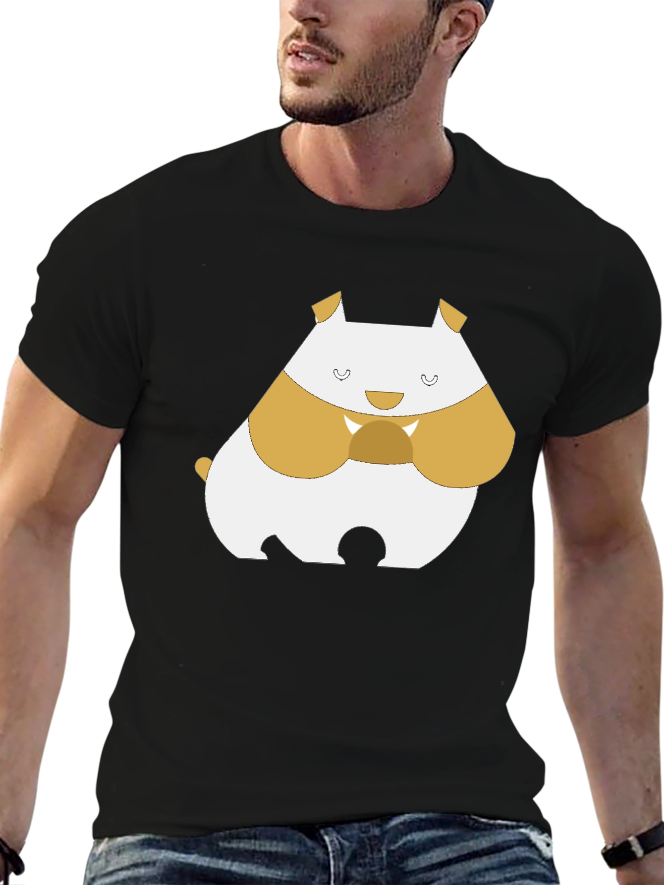 Cute Hamster Graphic Tee - Black