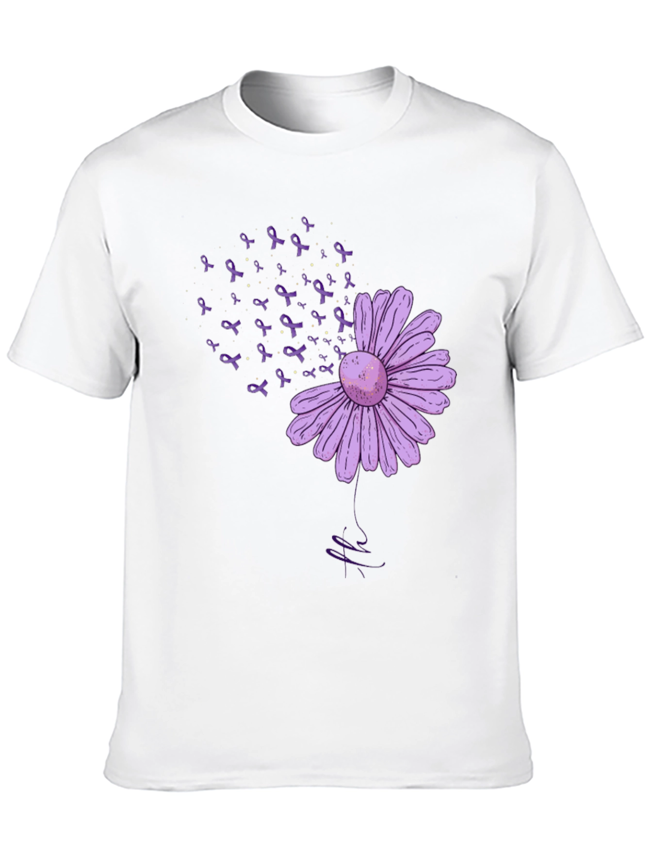 Purple Flower Ribbon Awareness T-Shirt