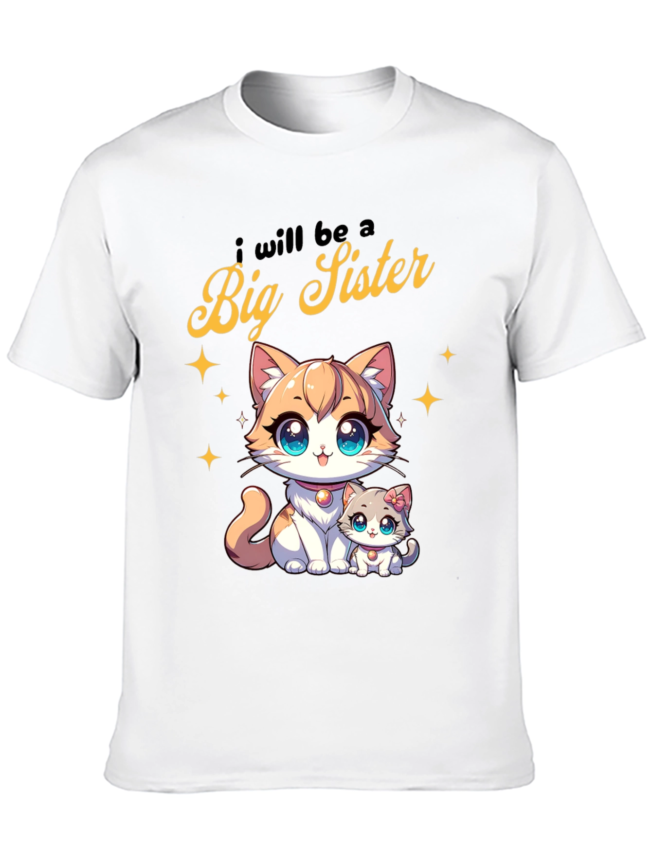 Big Sister Announcement Tee - Cute Cartoon Cats