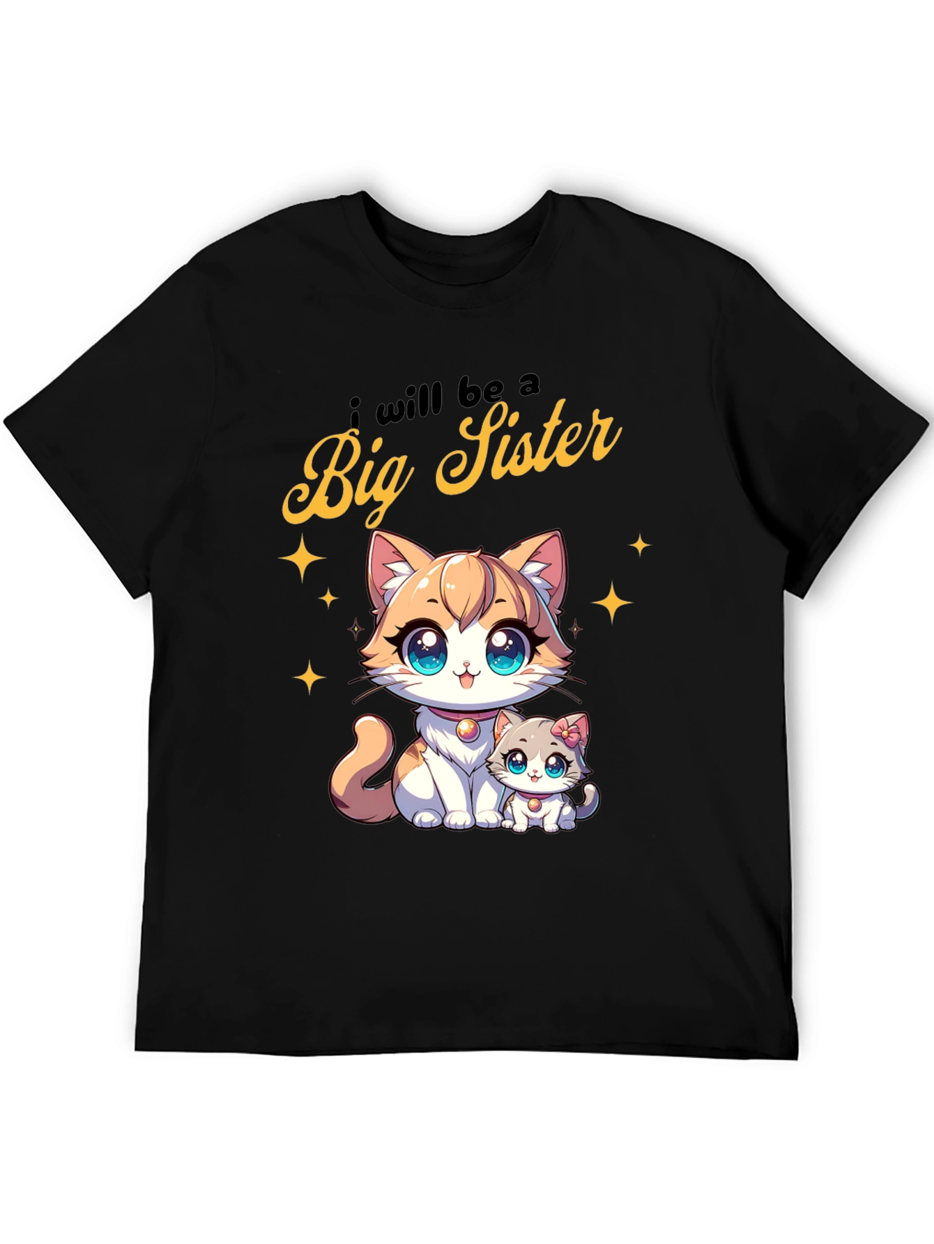 Big Sister Announcement Tee - Cute Cartoon Cats