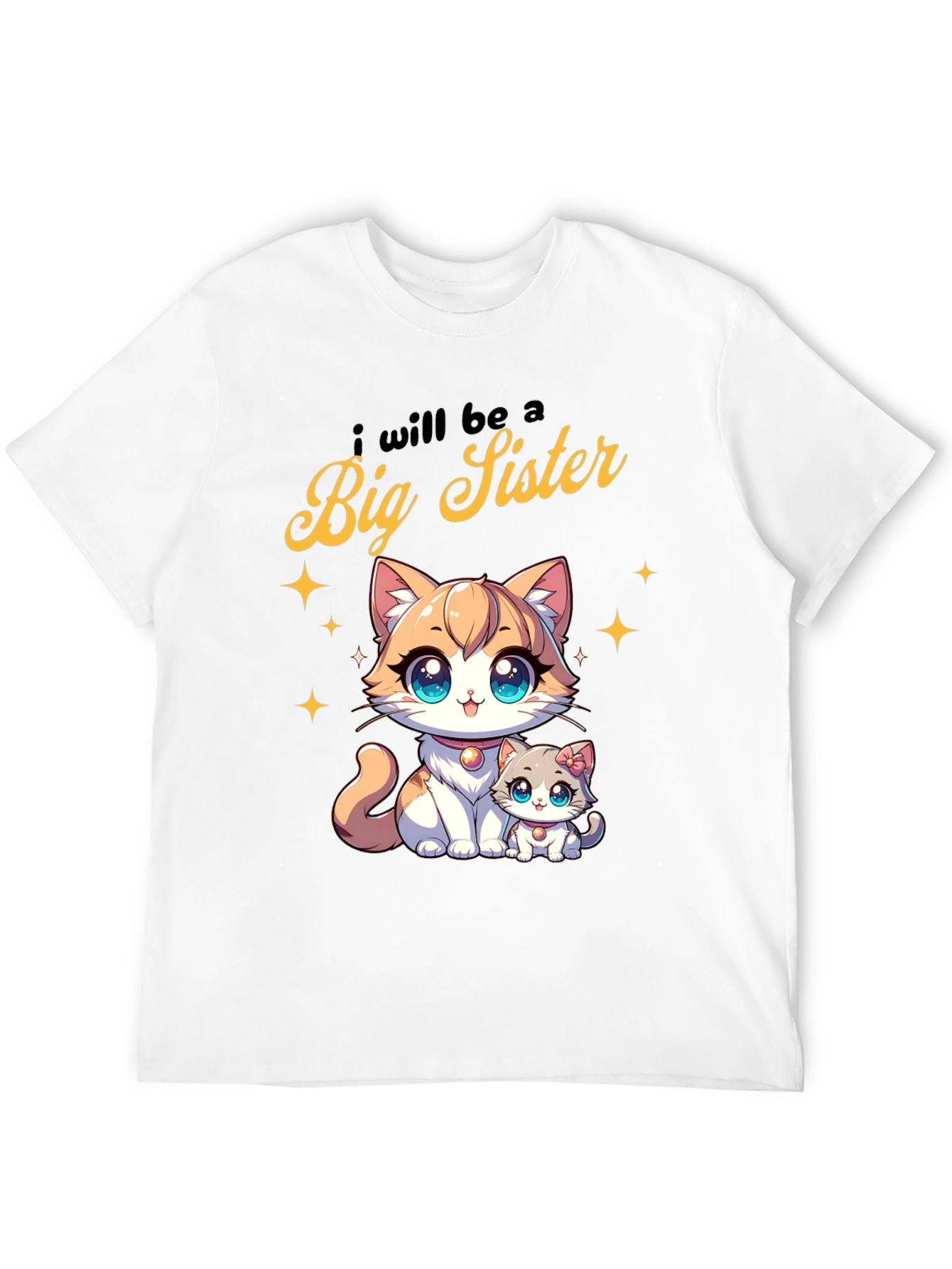 Big Sister Announcement Tee - Cute Cartoon Cats