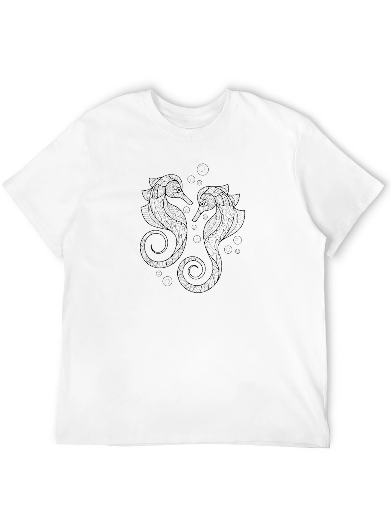 Stylish Black T-Shirt with Seahorse Graphic Print