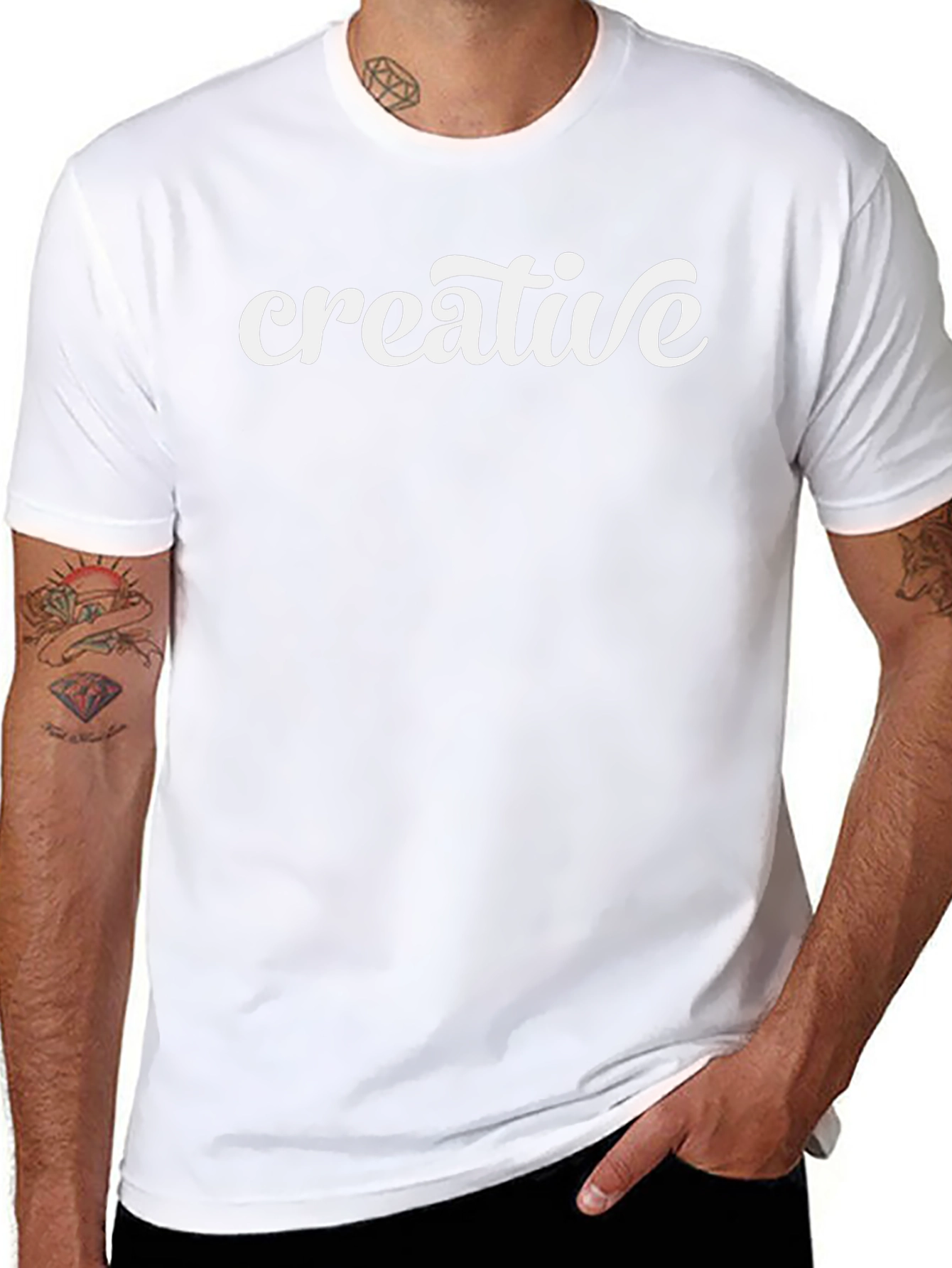 Creative Graphic T-Shirt - Black Cotton Blend