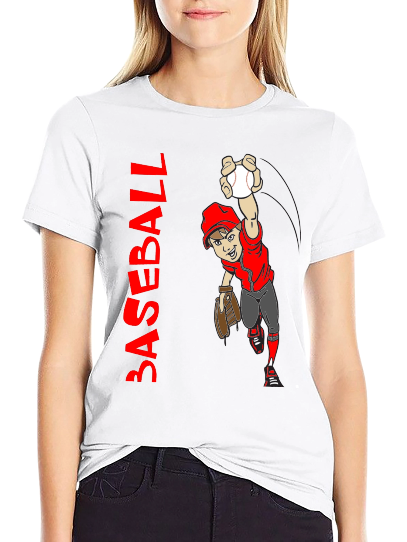 Baseball Cartoon Graphic T-Shirt