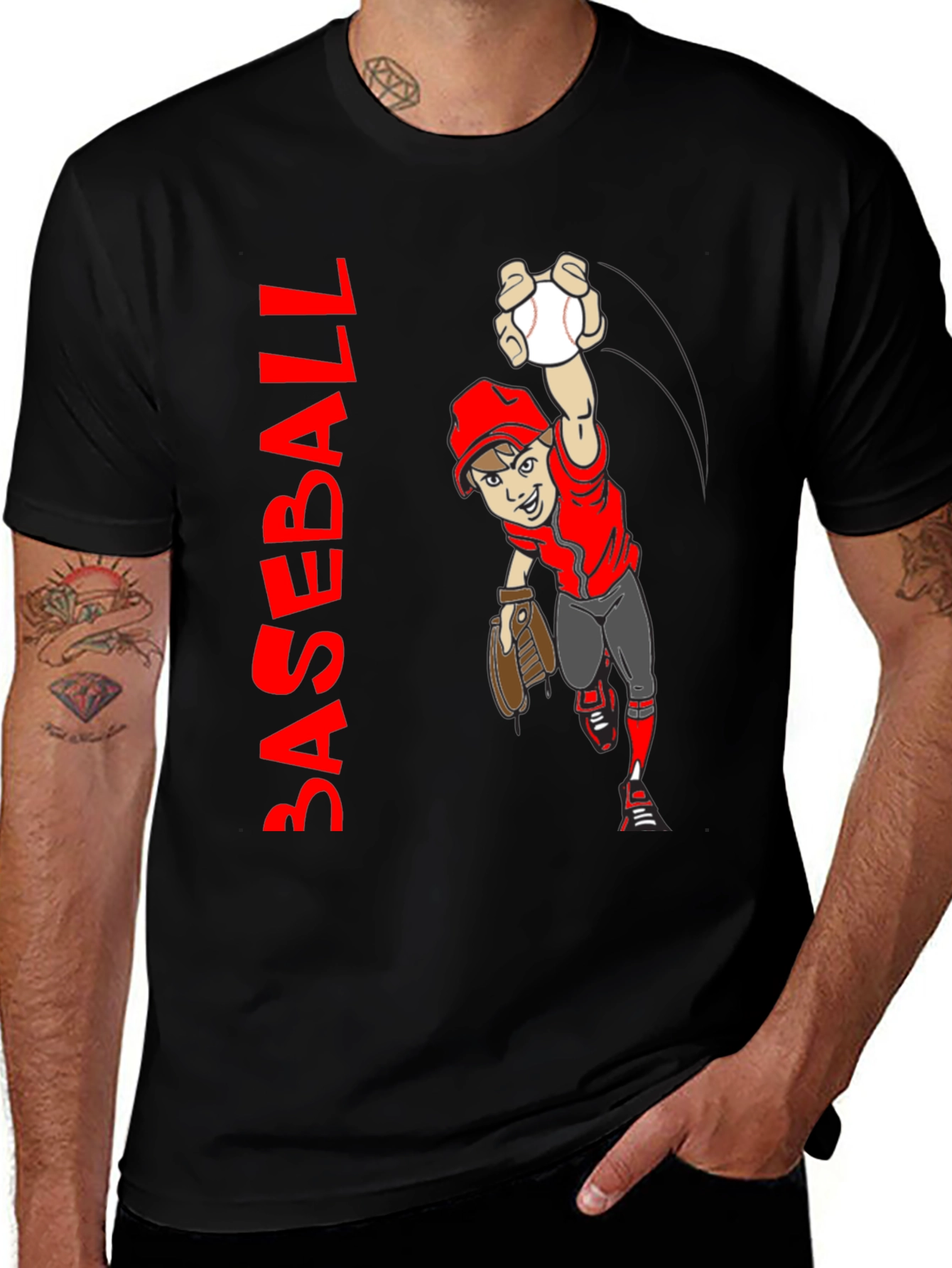 Baseball Cartoon Graphic T-Shirt