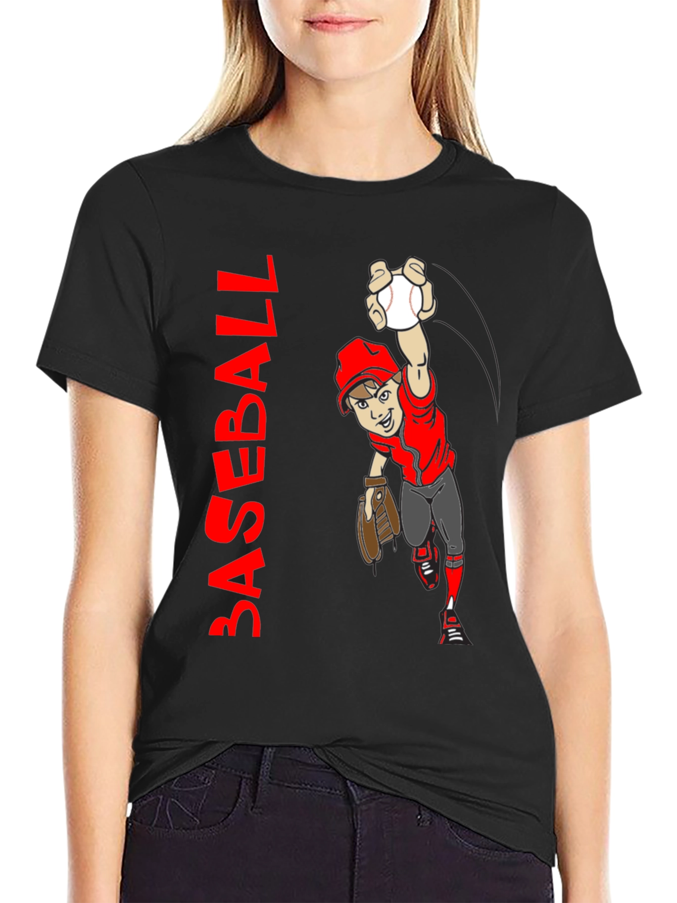 Baseball Cartoon Graphic T-Shirt