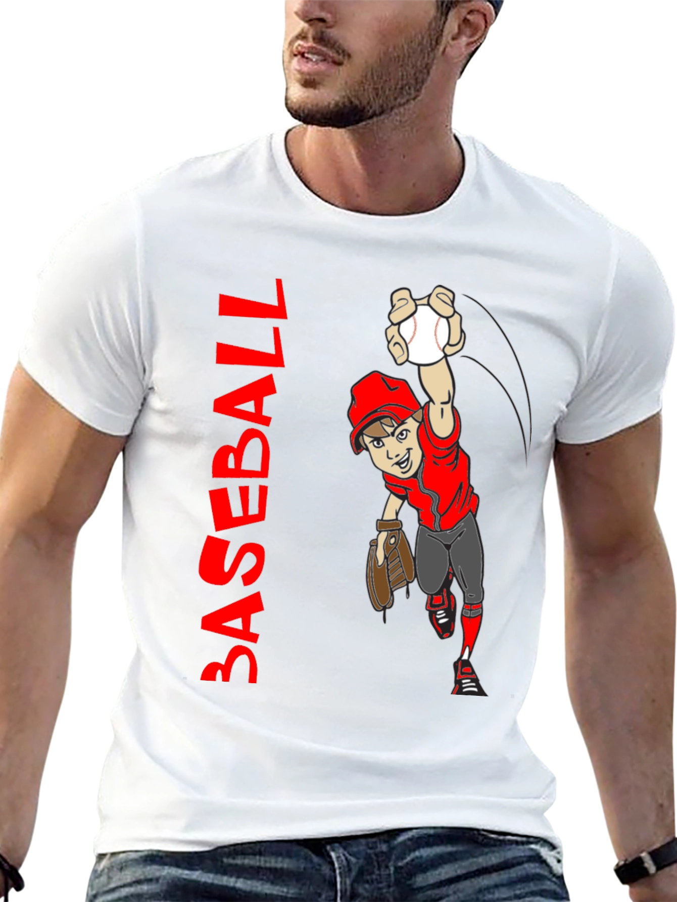 Baseball Cartoon Graphic T-Shirt