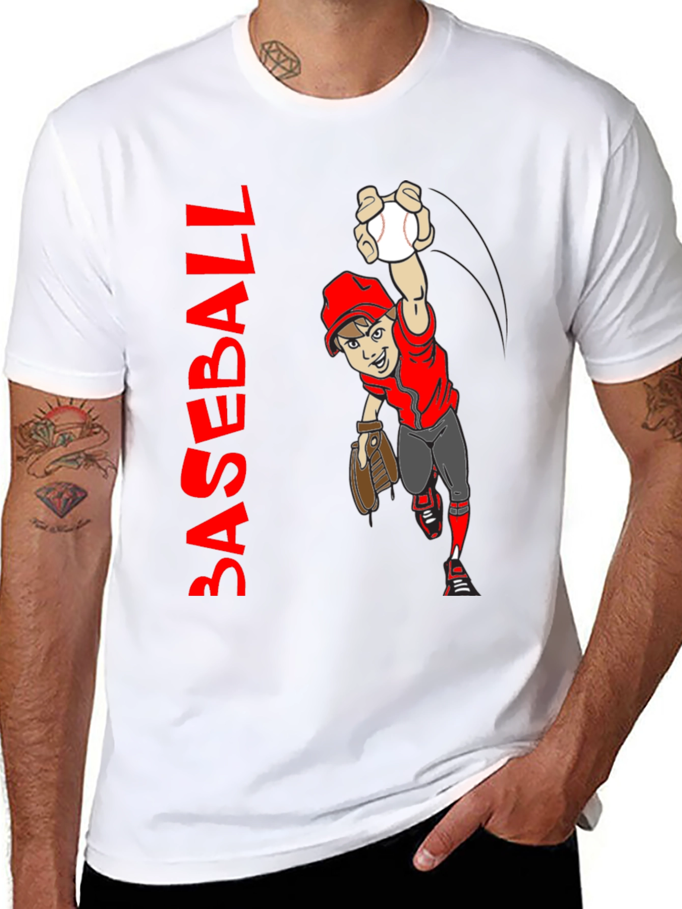 Baseball Cartoon Graphic T-Shirt
