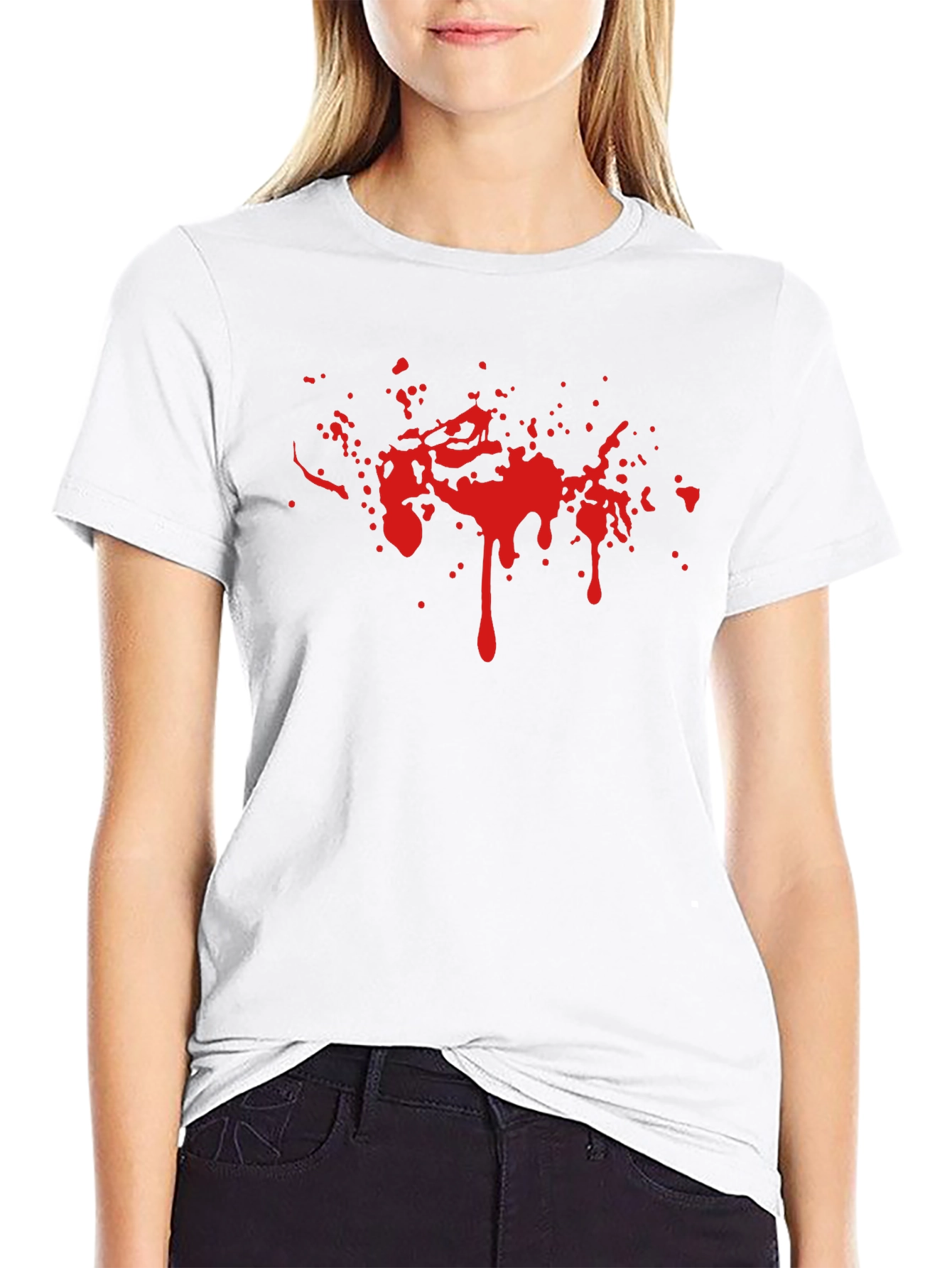 Red Splatter Graphic Black Tee