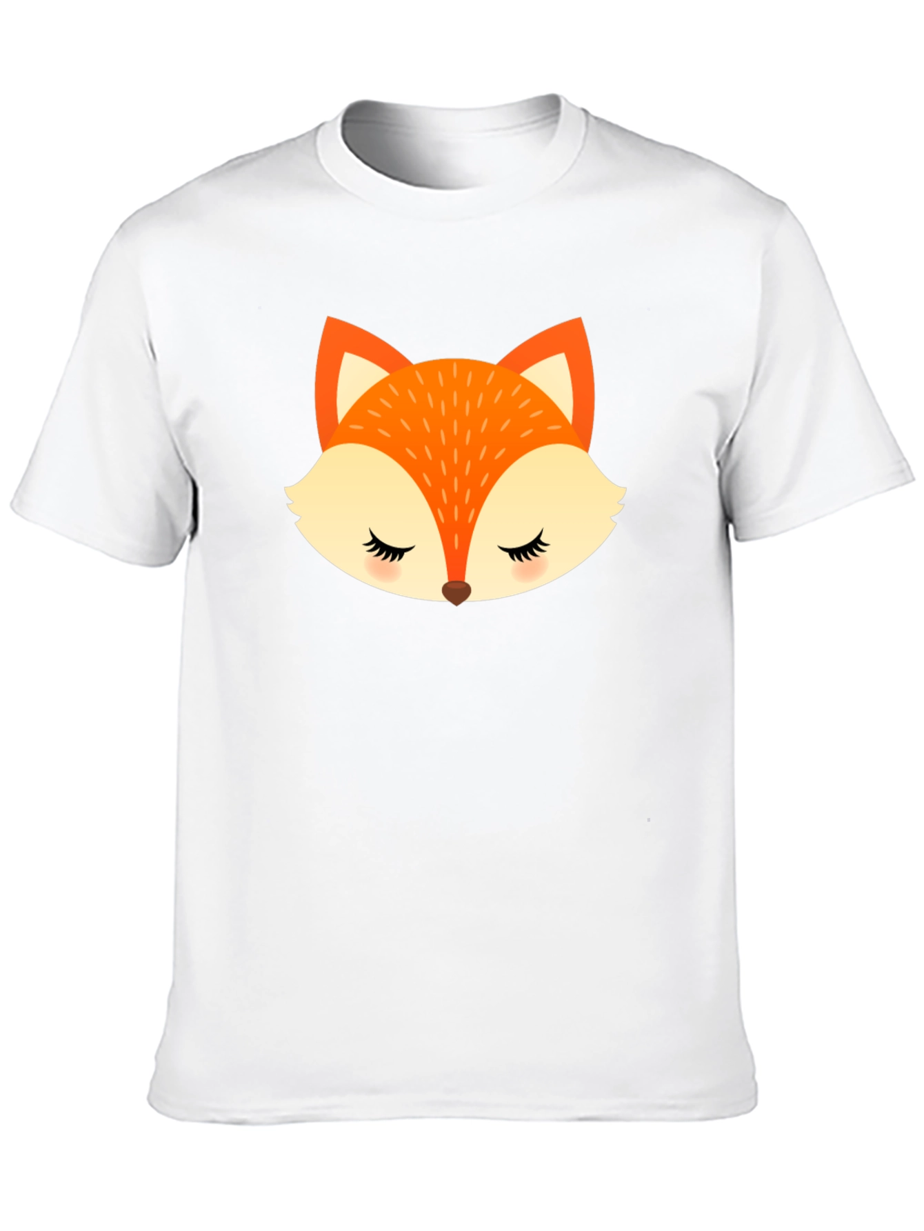 Cute Fox Face Graphic Black T-Shirt