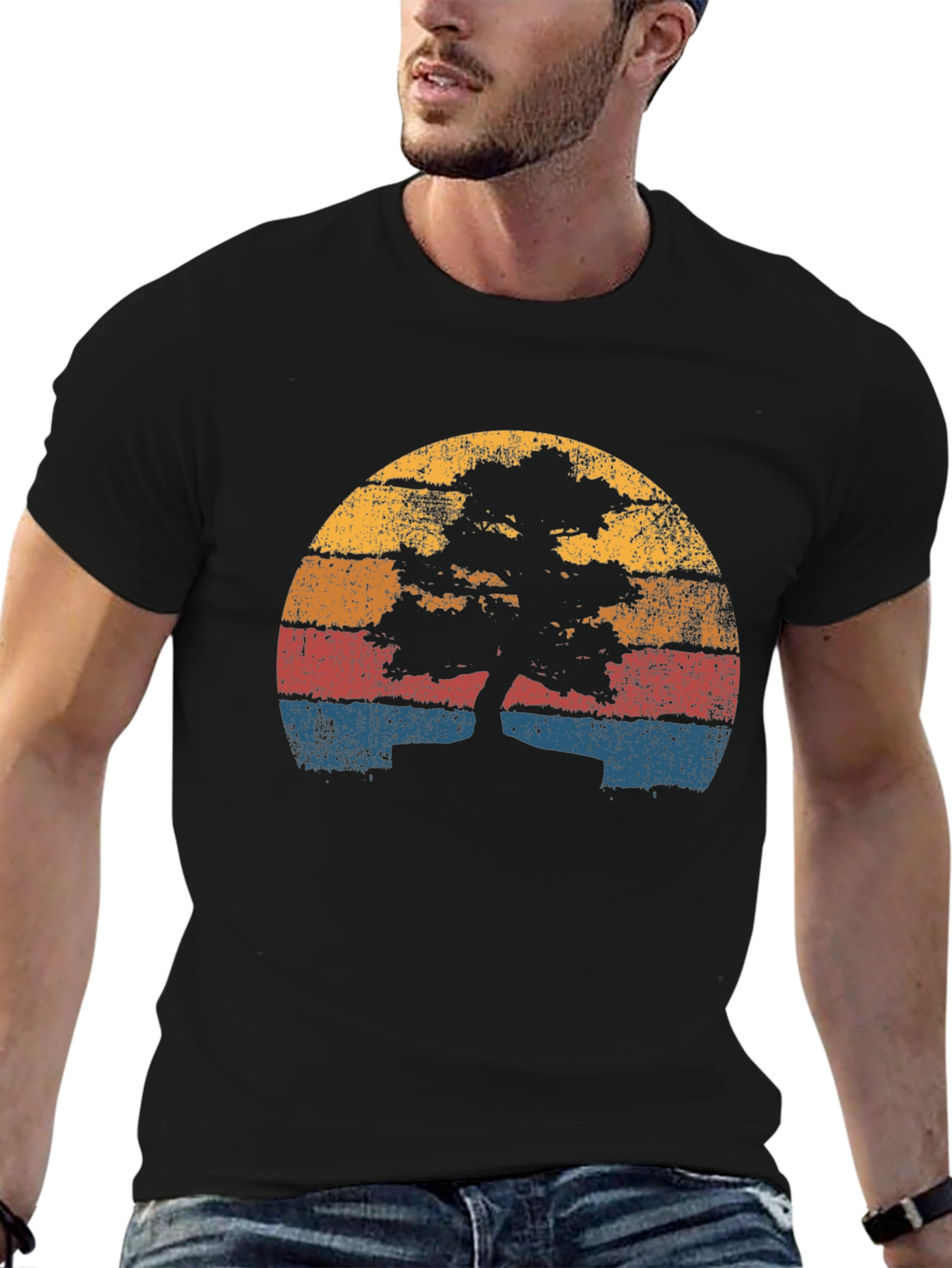 Retro Bonsai Tree Sunset T-Shirt