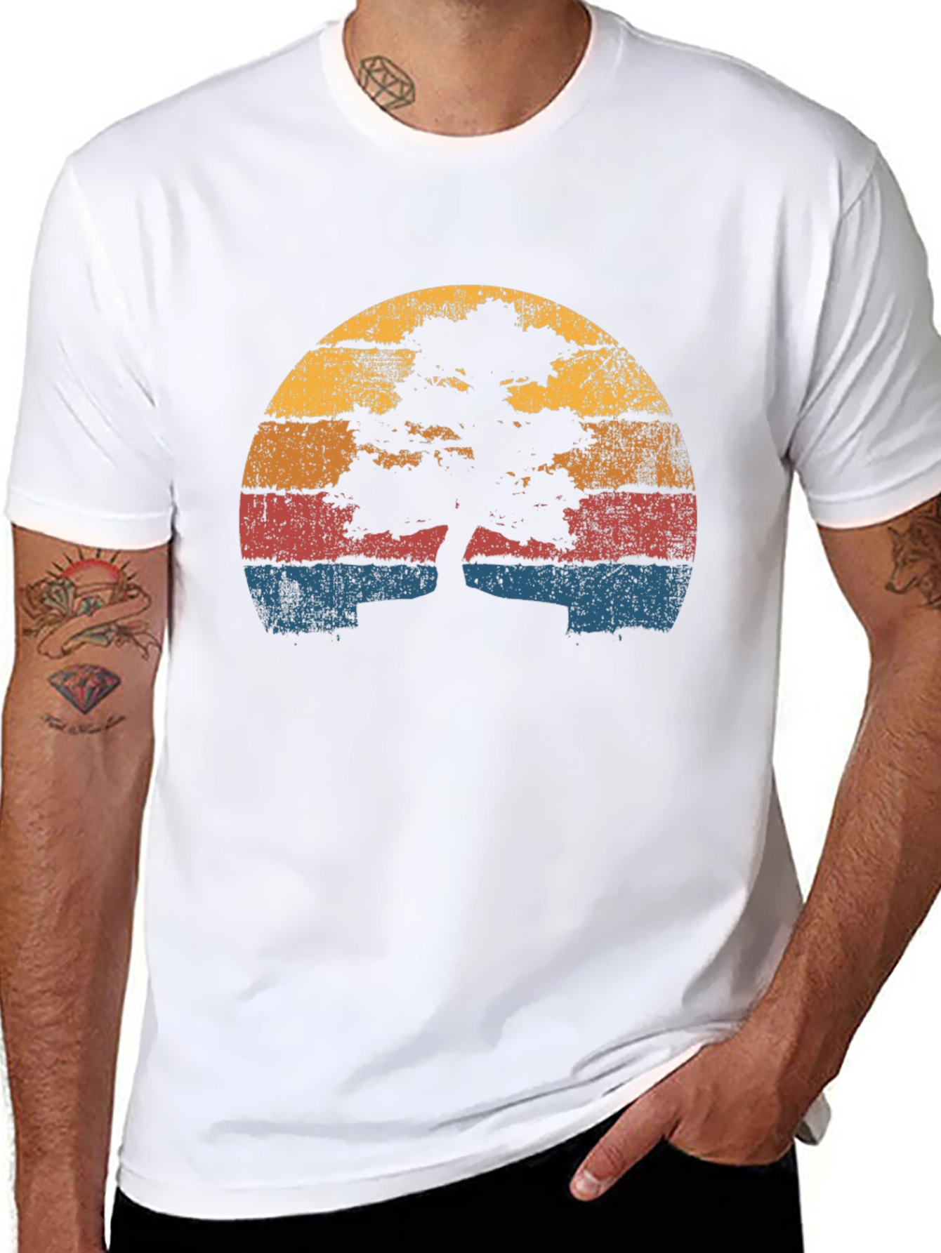 Retro Bonsai Tree Sunset T-Shirt