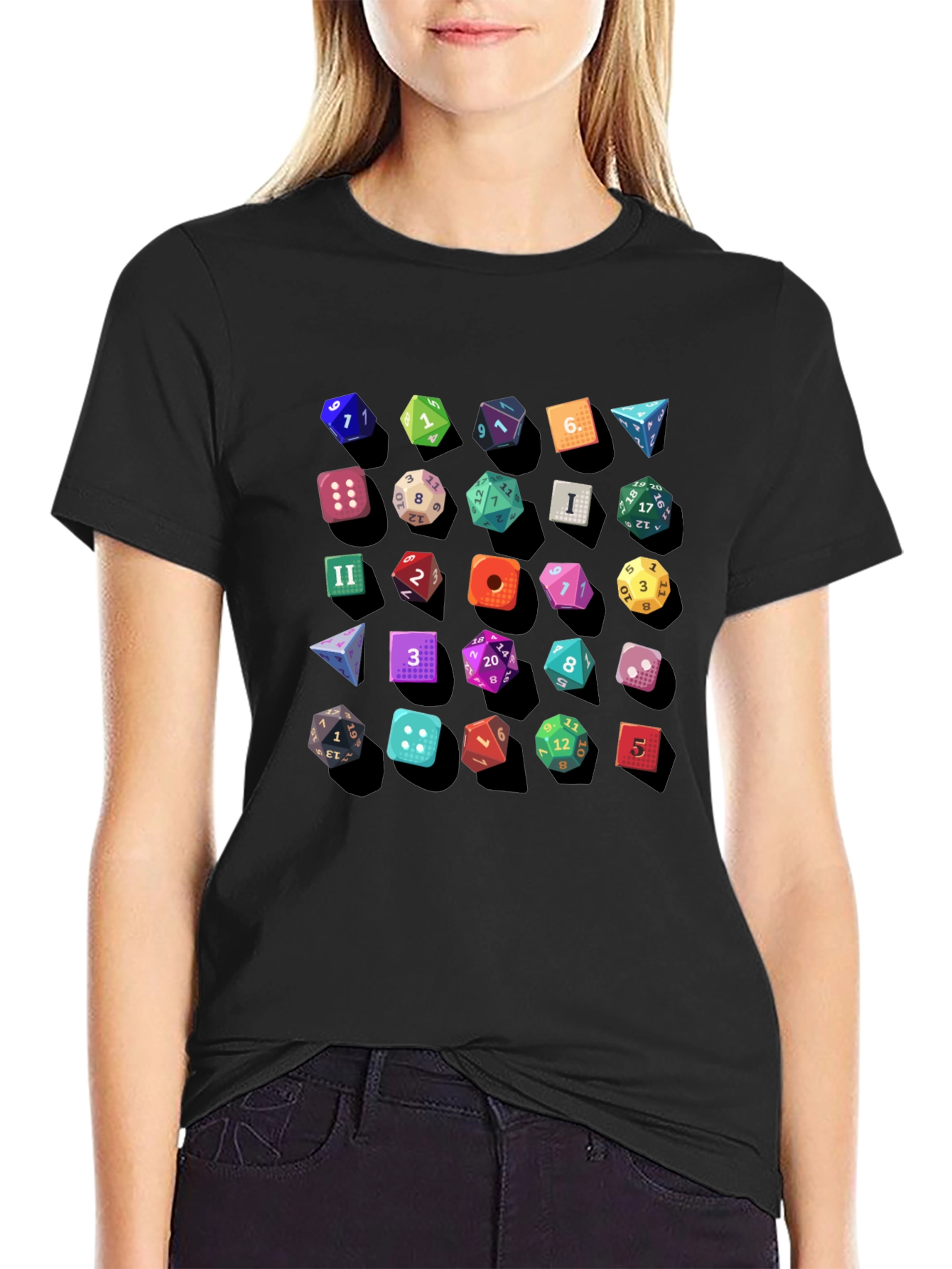 Dice Pattern Black T-Shirt