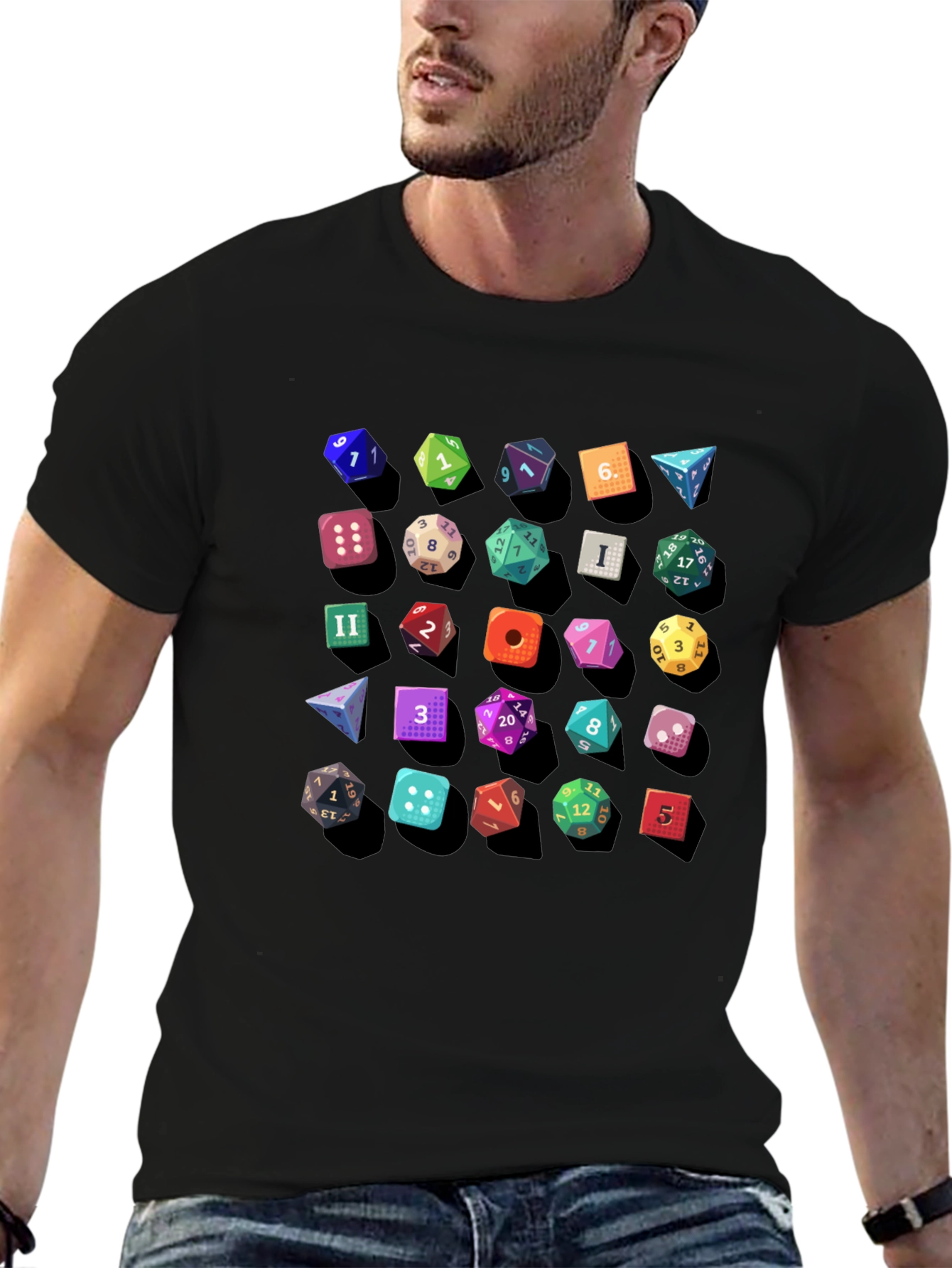 Dice Pattern Black T-Shirt