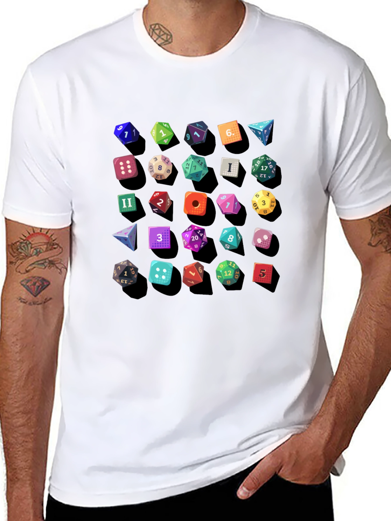 Dice Pattern Black T-Shirt