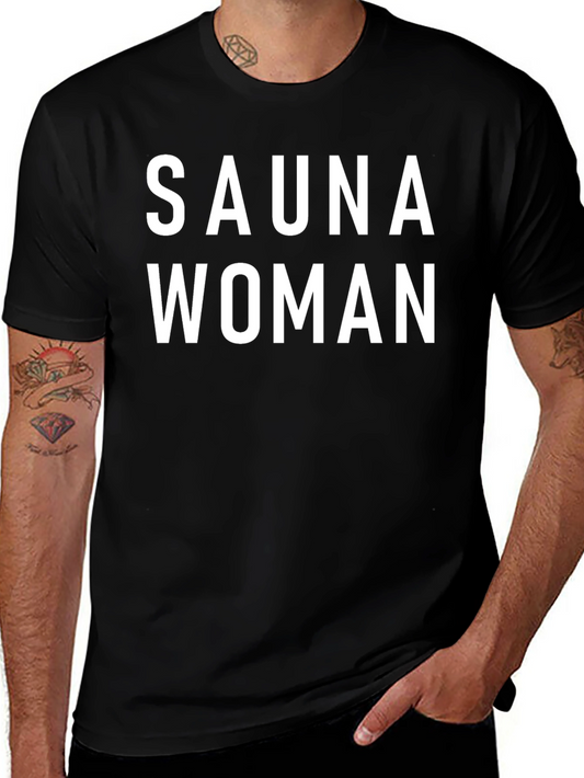 Sauna Woman Graphic Tee - Black Cotton T-Shirt