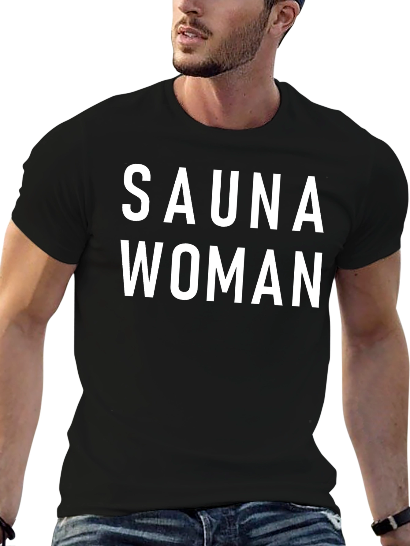 Sauna Woman Graphic Tee - Black Cotton T-Shirt