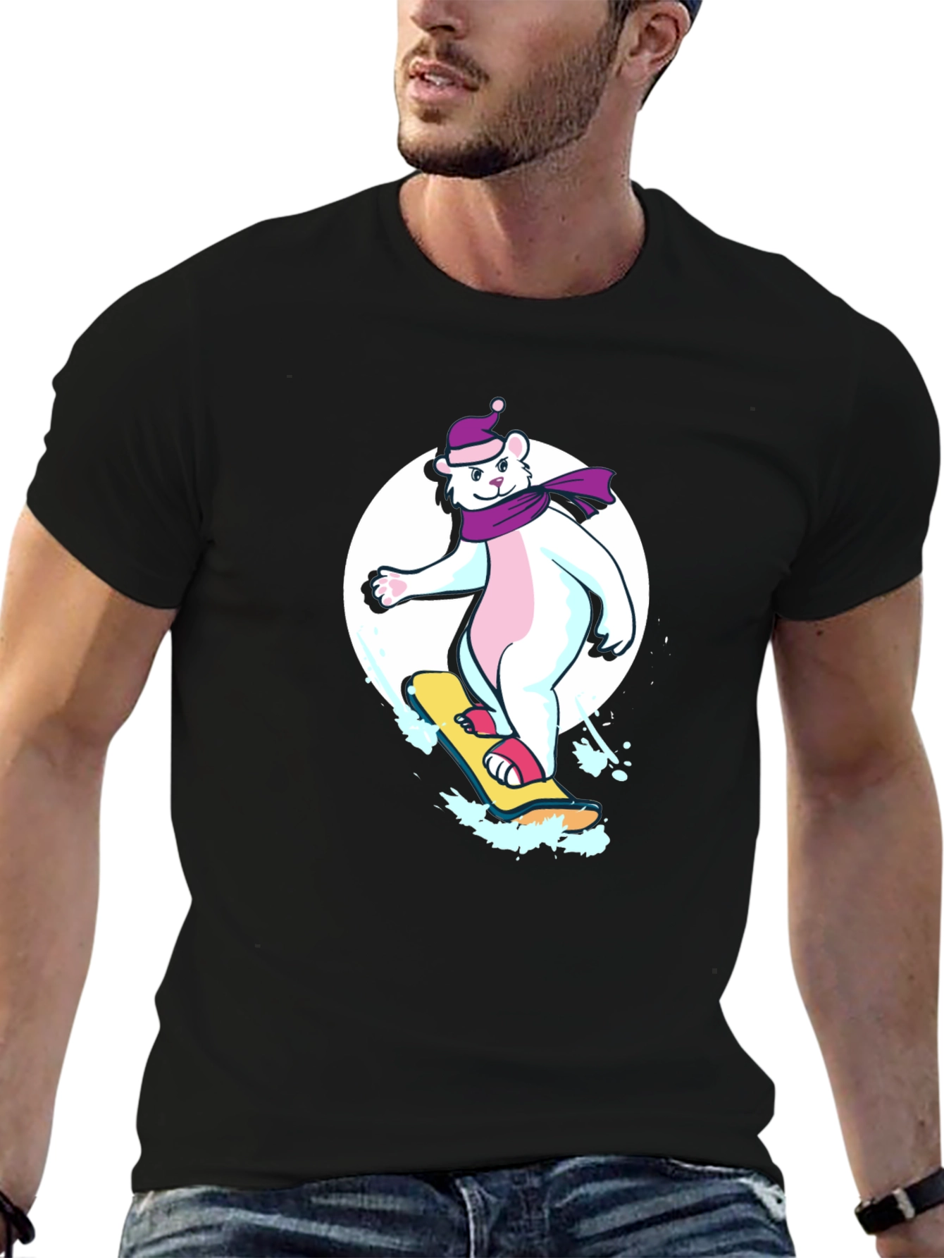 Cool Bear Snowboarder Graphic Tee