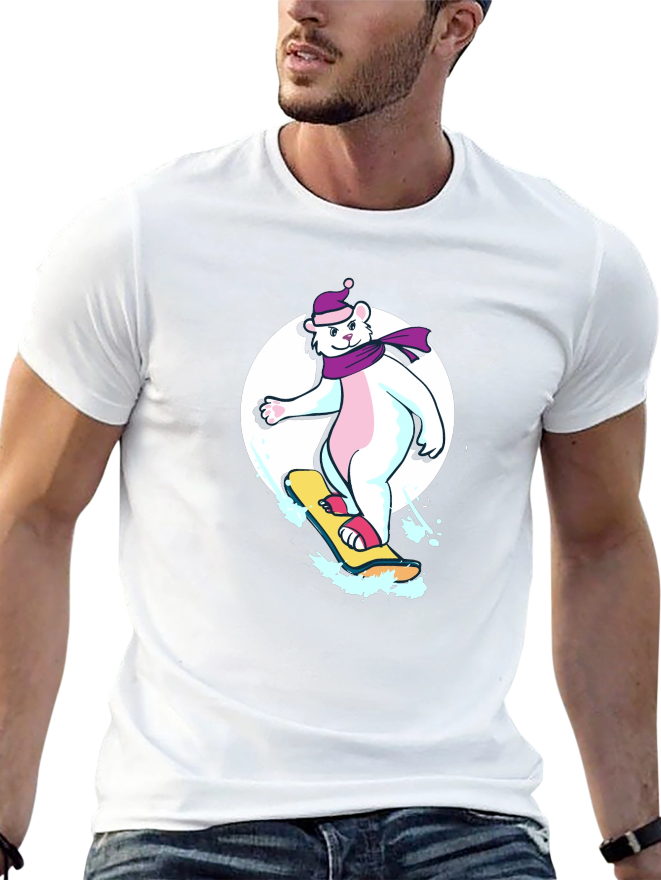Cool Bear Snowboarder Graphic Tee