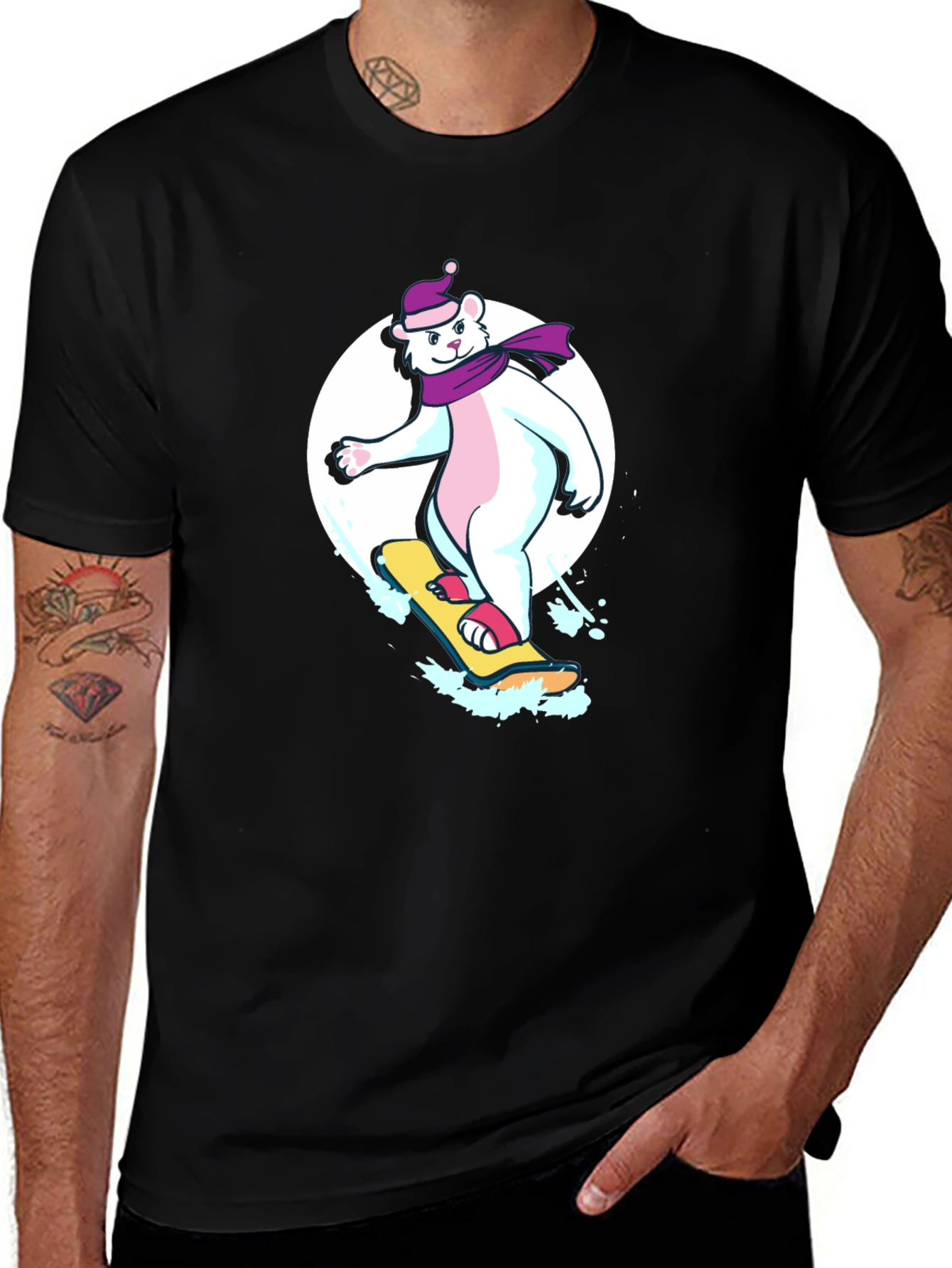 Cool Bear Snowboarder Graphic Tee