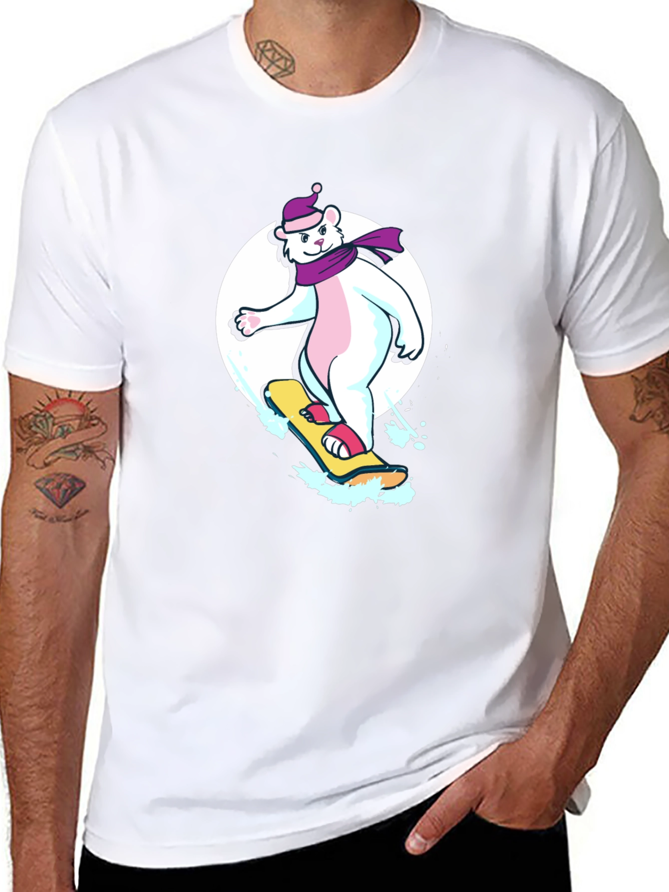Cool Bear Snowboarder Graphic Tee