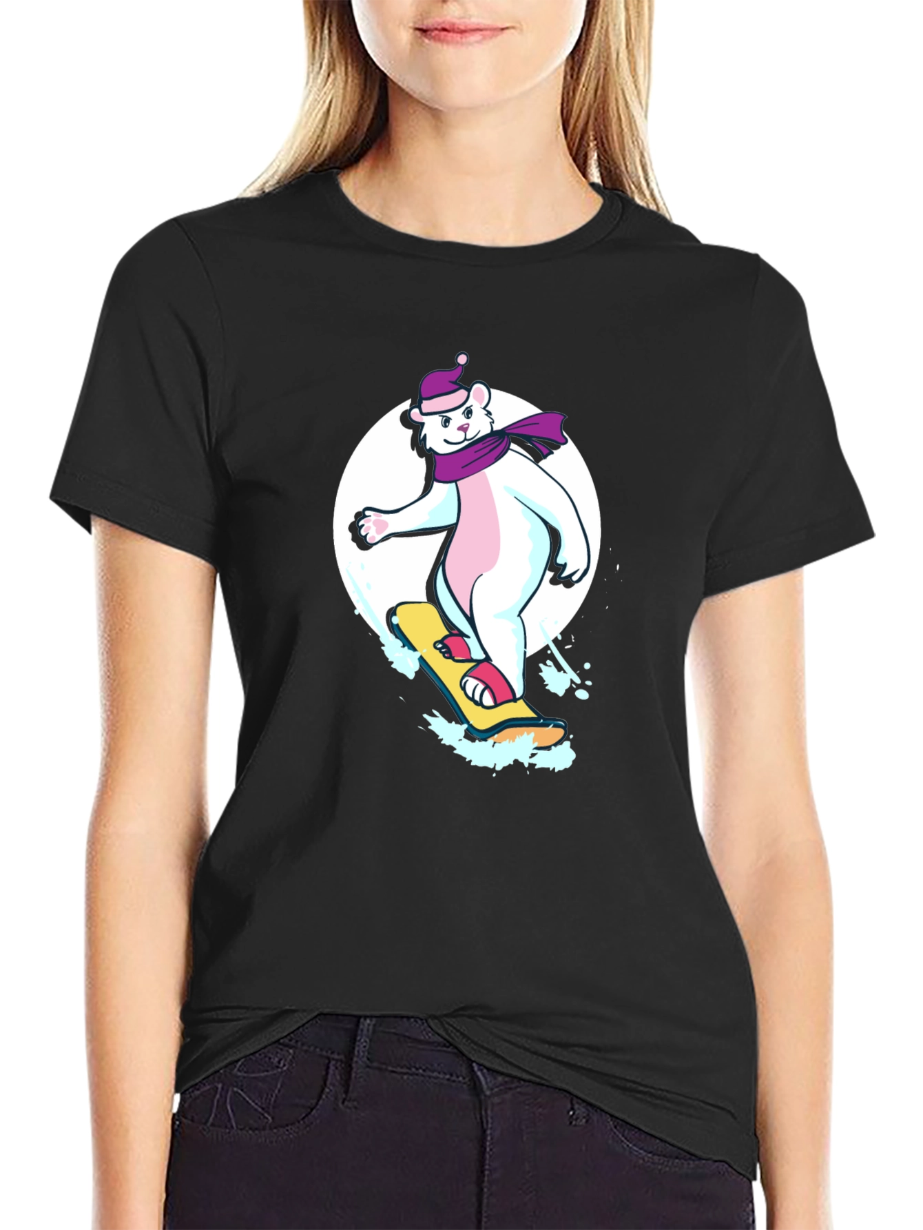 Cool Bear Snowboarder Graphic Tee
