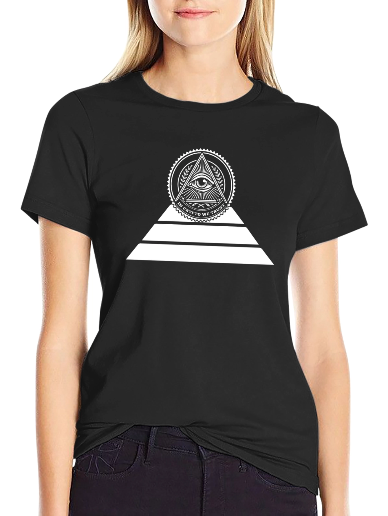 Crypto Pyramid Eye Graphic Tee - Black