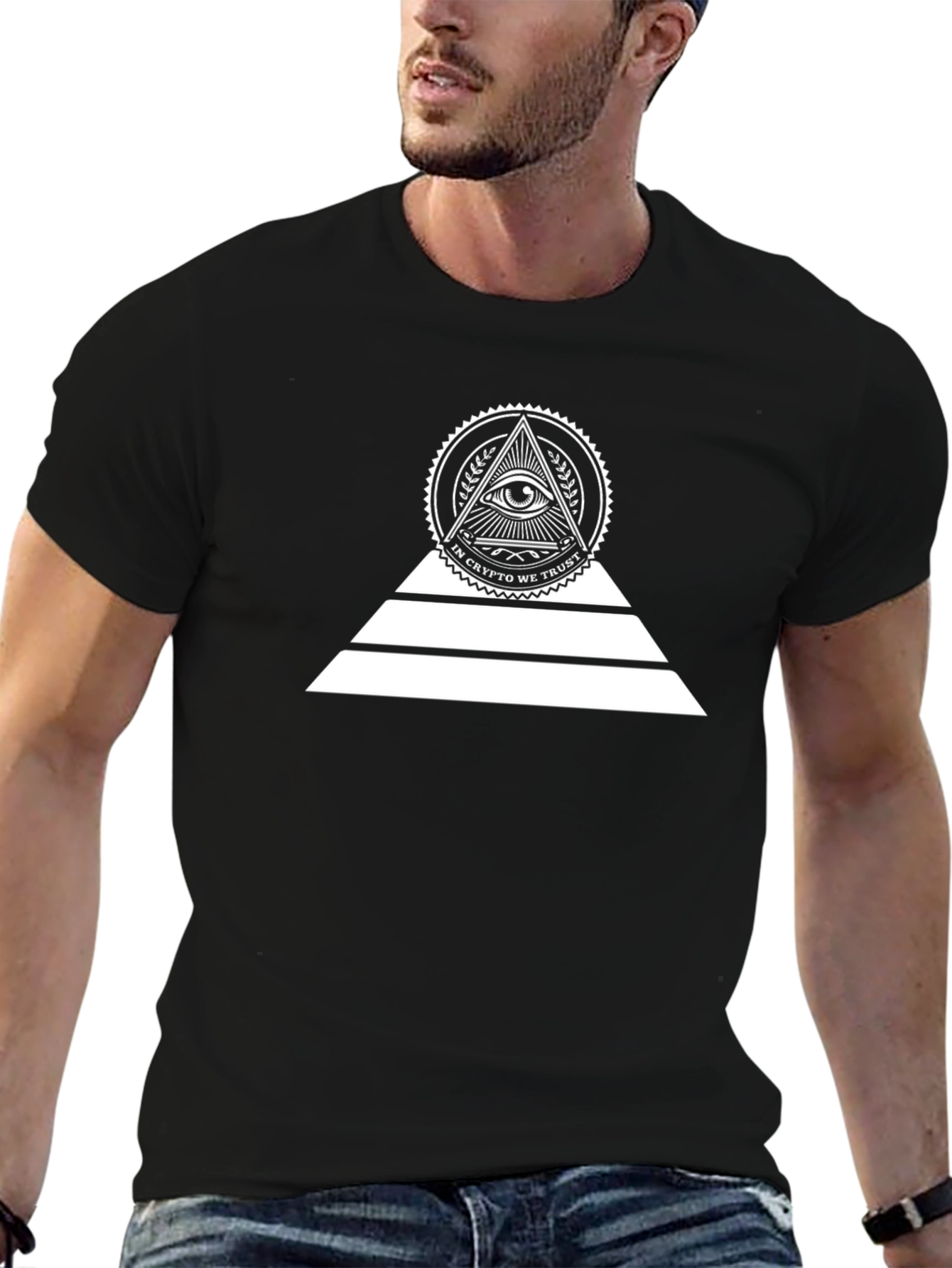 Crypto Pyramid Eye Graphic Tee - Black