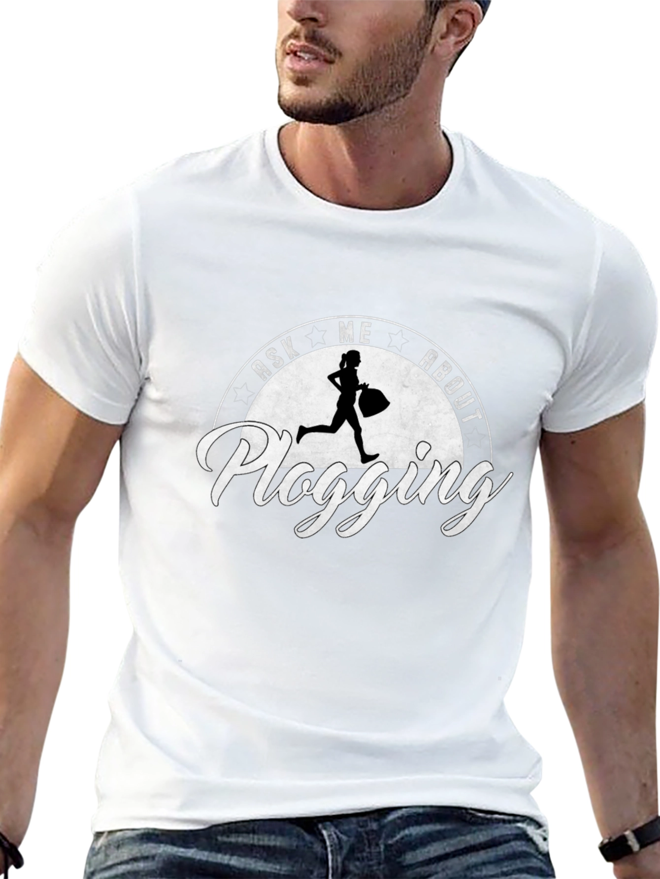 Ask Me About Plogging T-Shirt - Eco-Friendly Running Tee