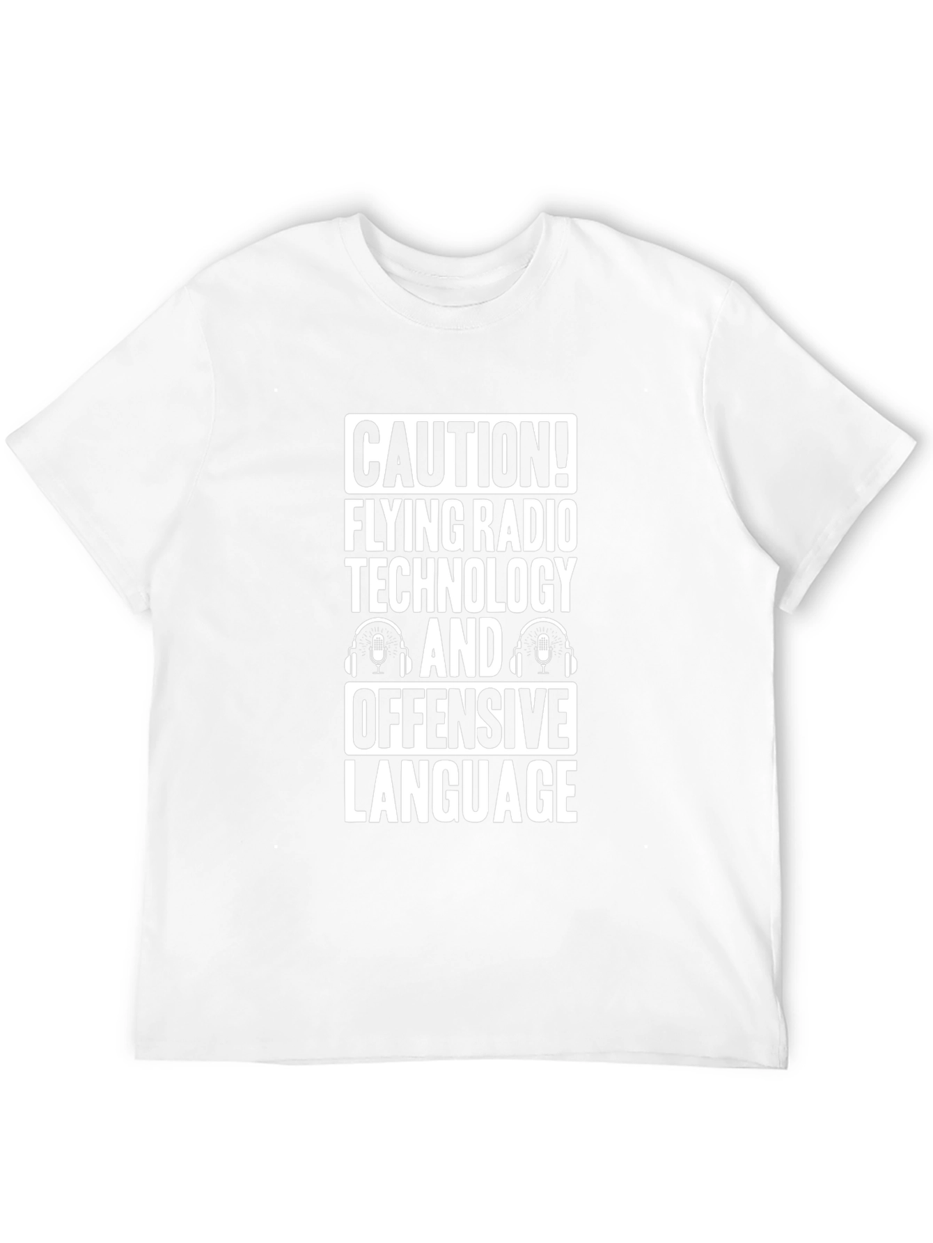 Caution! Flying Radio Technology Funny Black T-Shirt