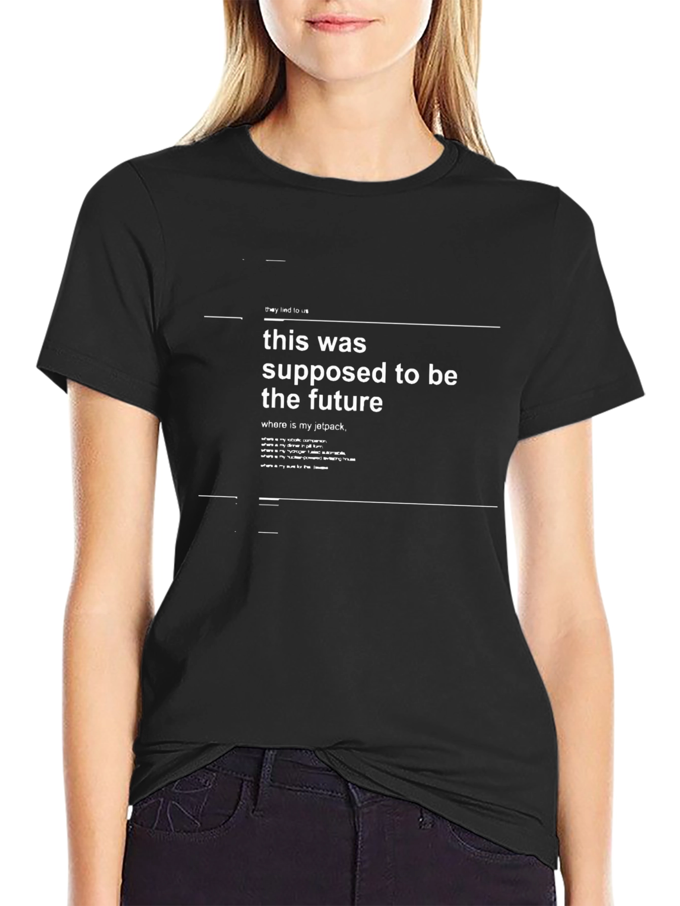 Sarcastic Future Jetpack Graphic T-Shirt - Black