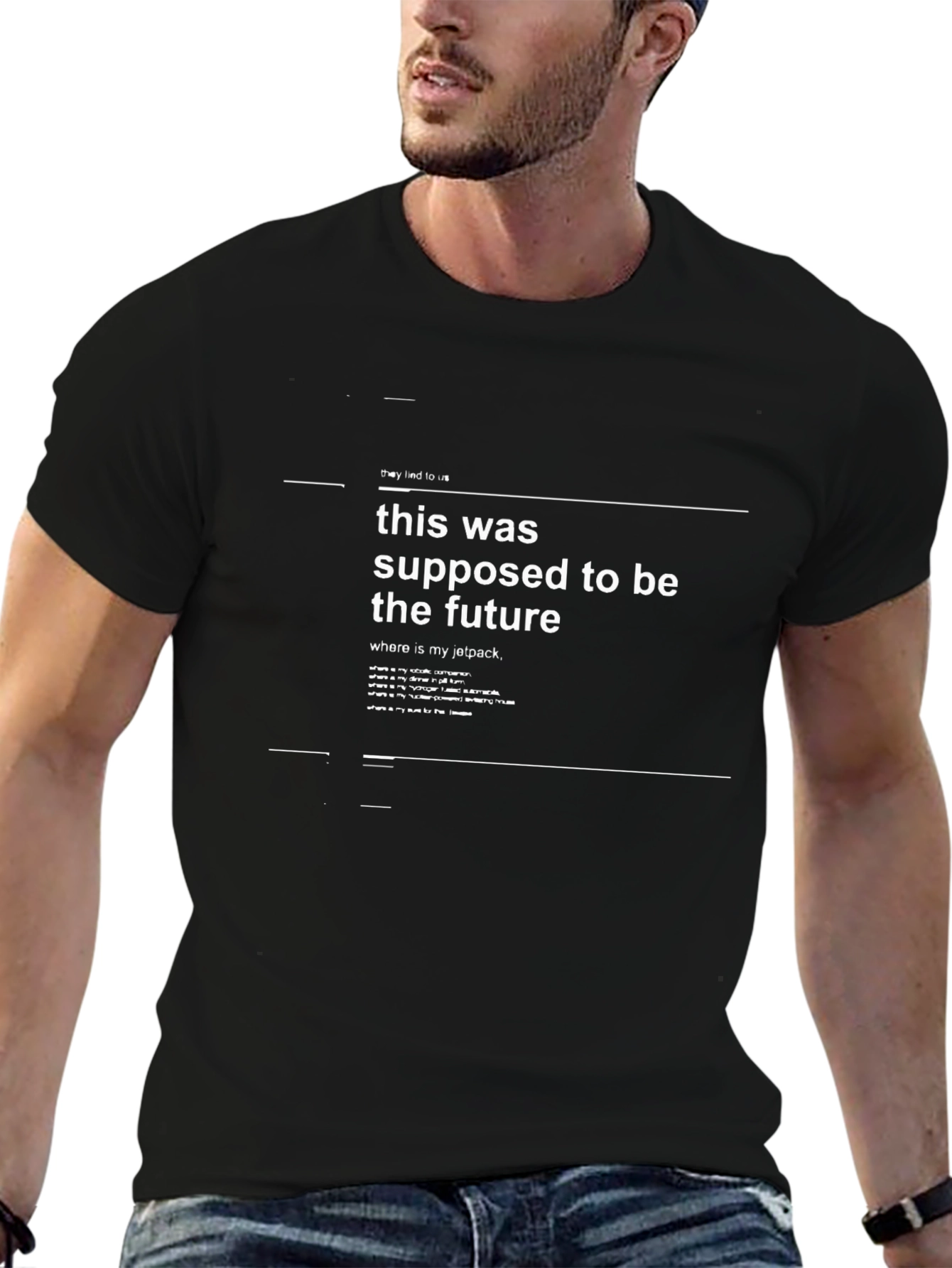 Sarcastic Future Jetpack Graphic T-Shirt - Black