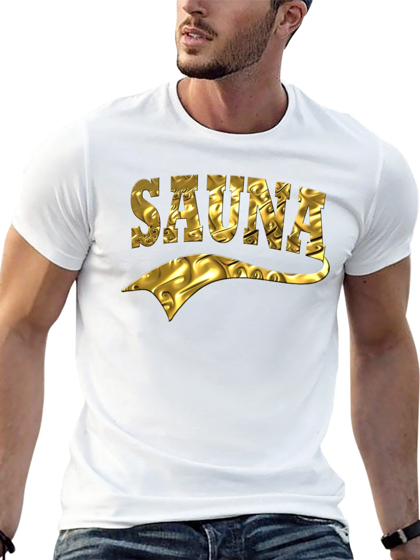 Sauna Graphic T-Shirt - Unique Gold Design
