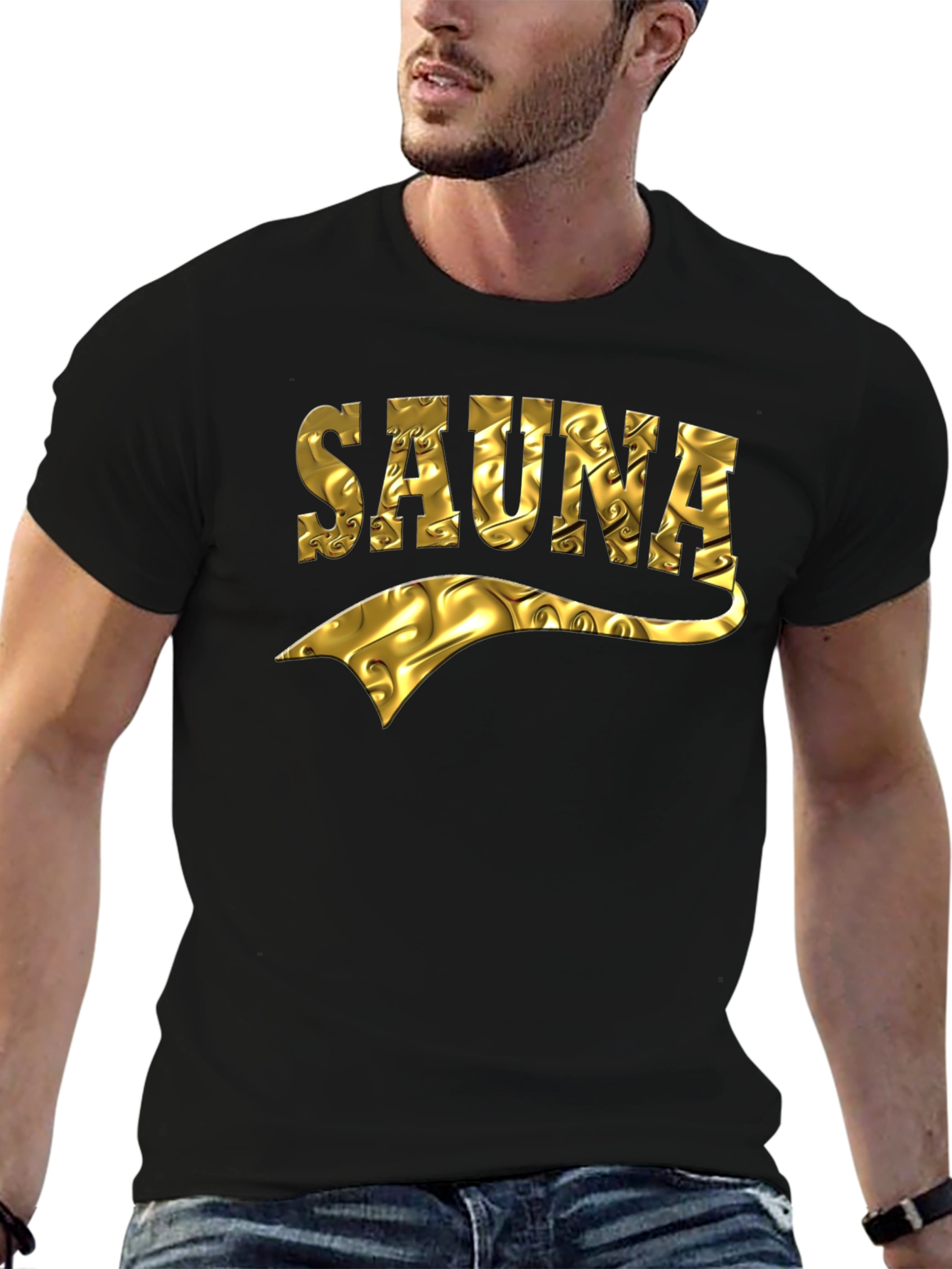 Sauna Graphic T-Shirt - Unique Gold Design