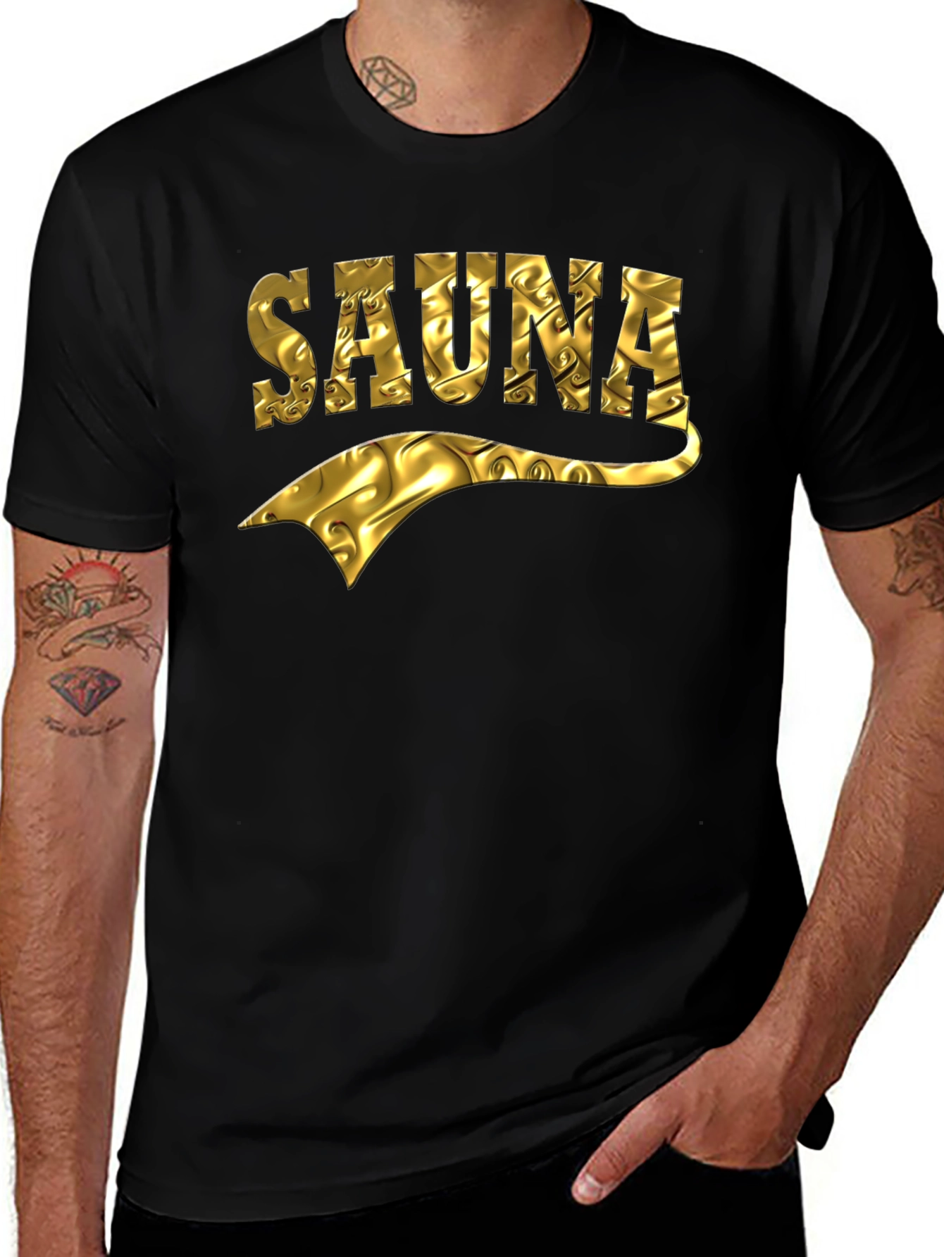 Sauna Graphic T-Shirt - Unique Gold Design