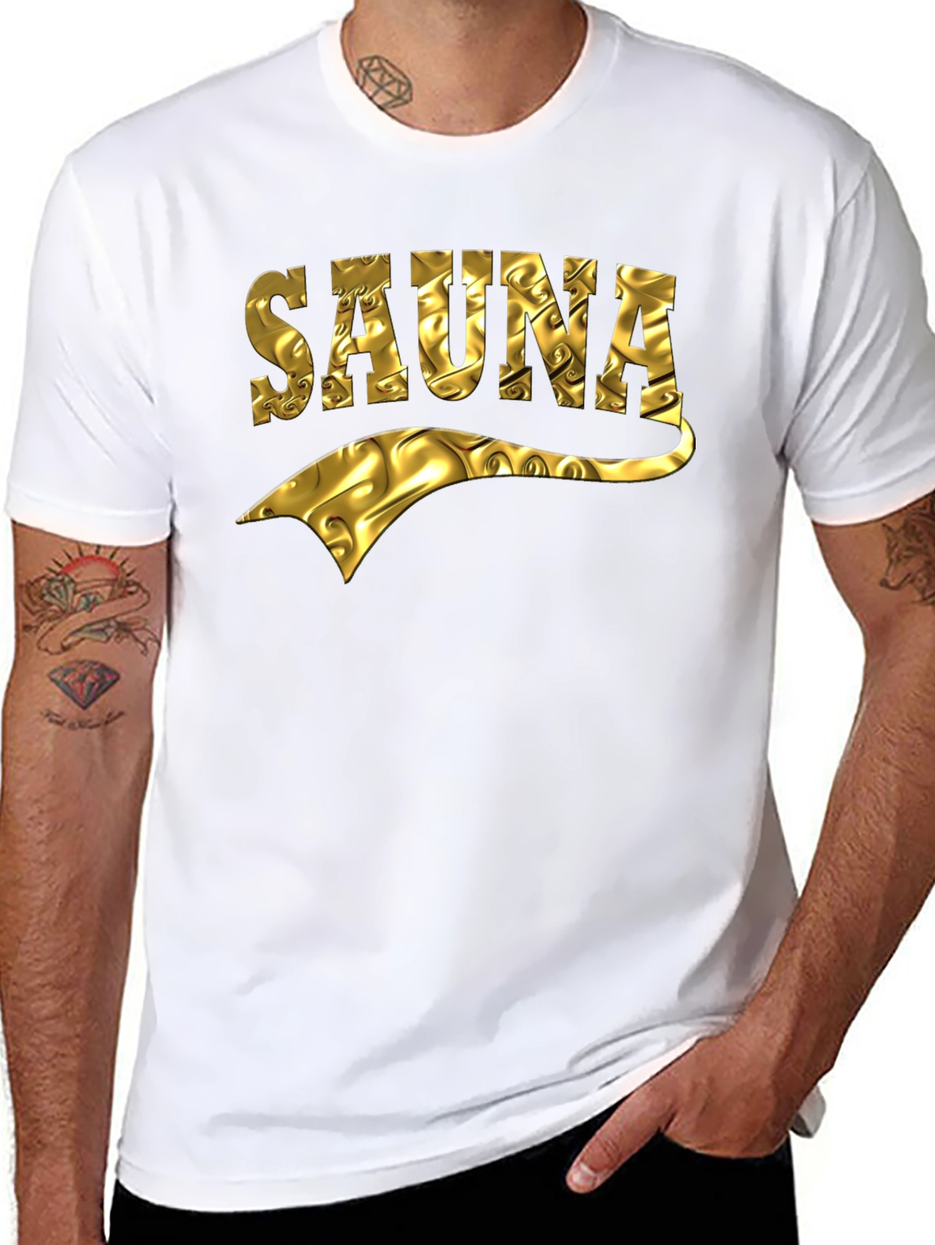 Sauna Graphic T-Shirt - Unique Gold Design