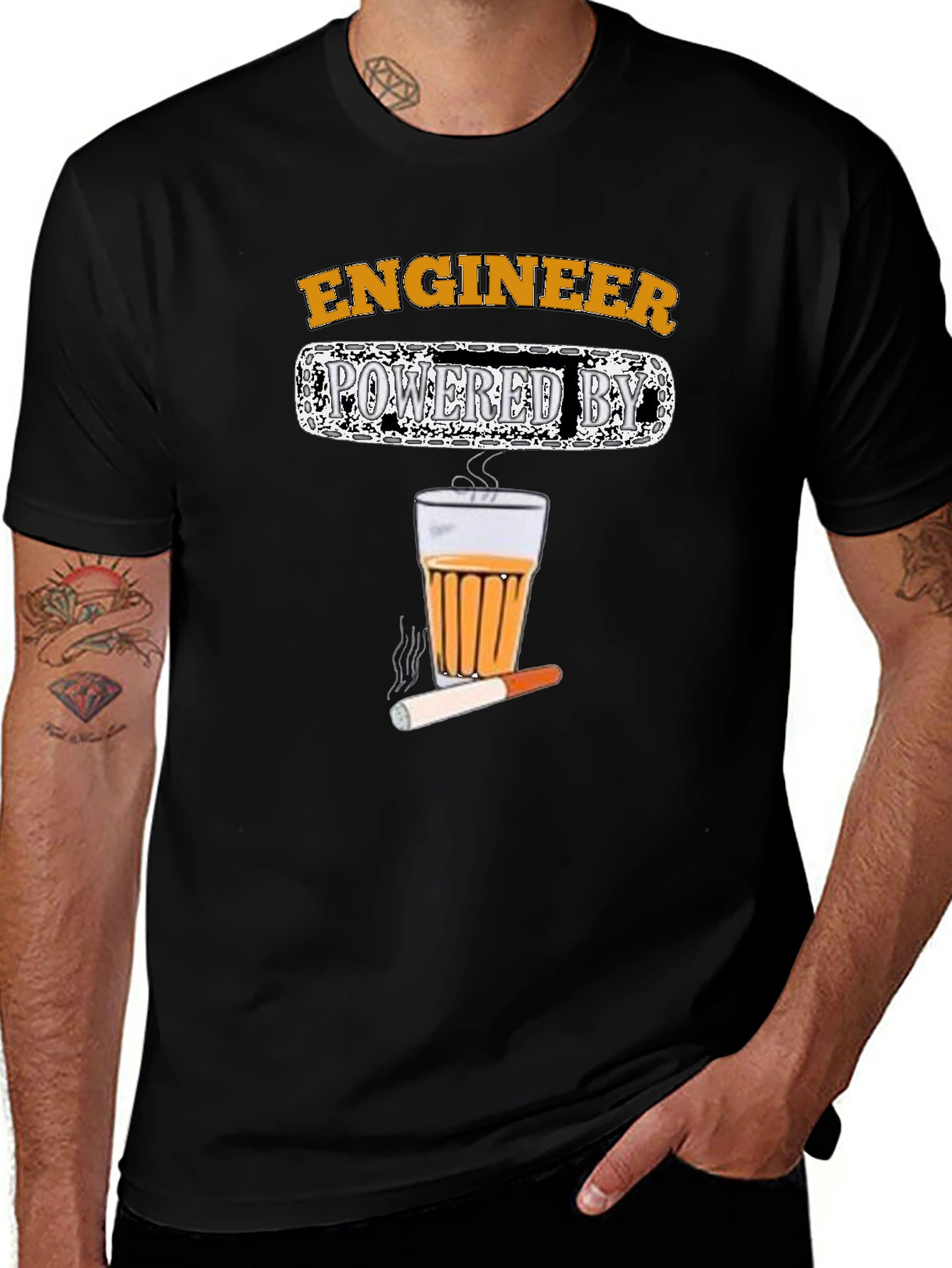 Engineer Powered by Tea & Cigarettes T-Shirt