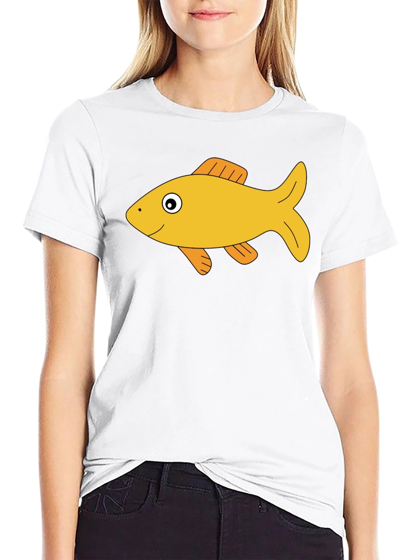 Black T-Shirt with Goldfish Graphic Tee