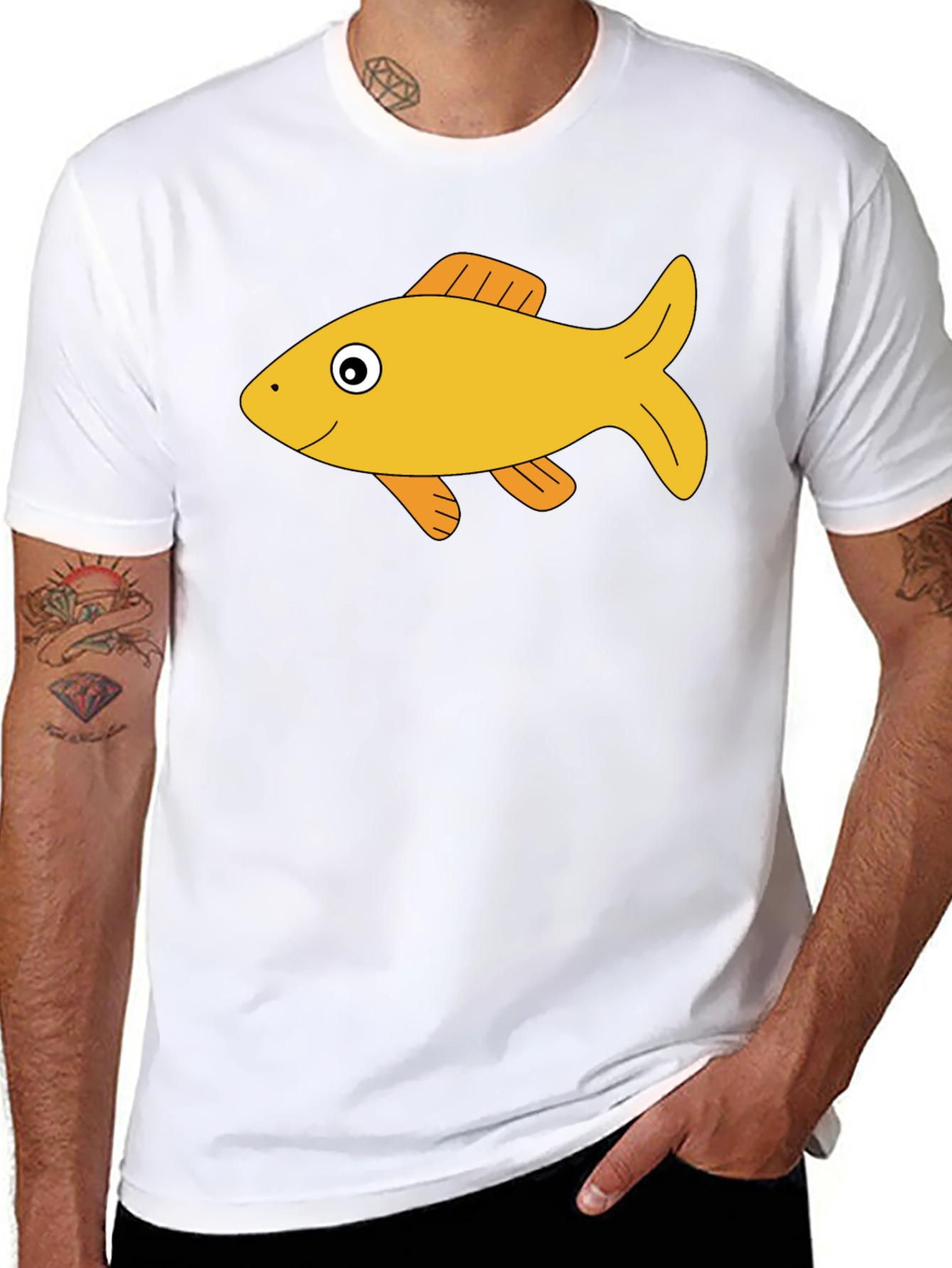 Black T-Shirt with Goldfish Graphic Tee