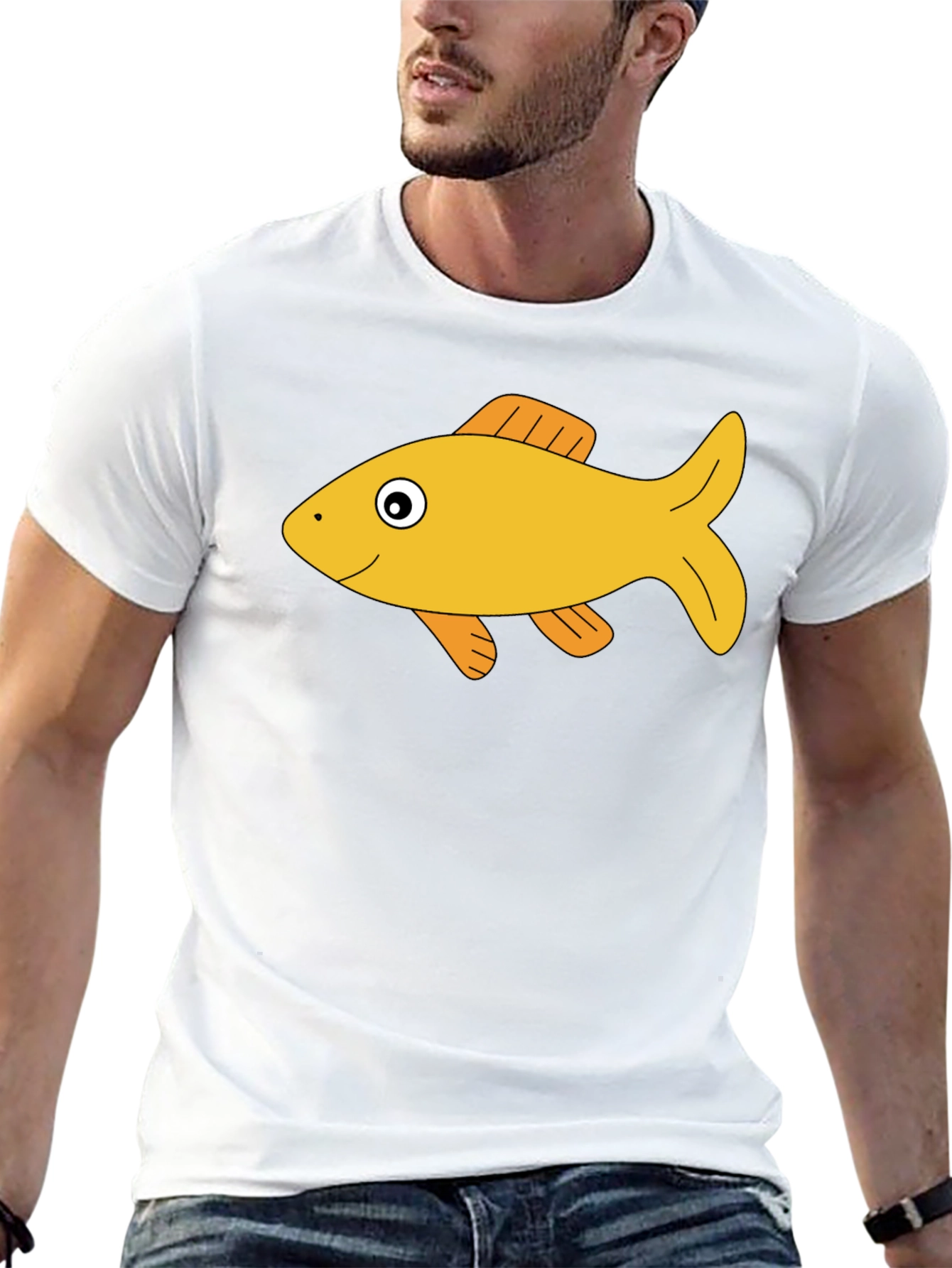 Black T-Shirt with Goldfish Graphic Tee