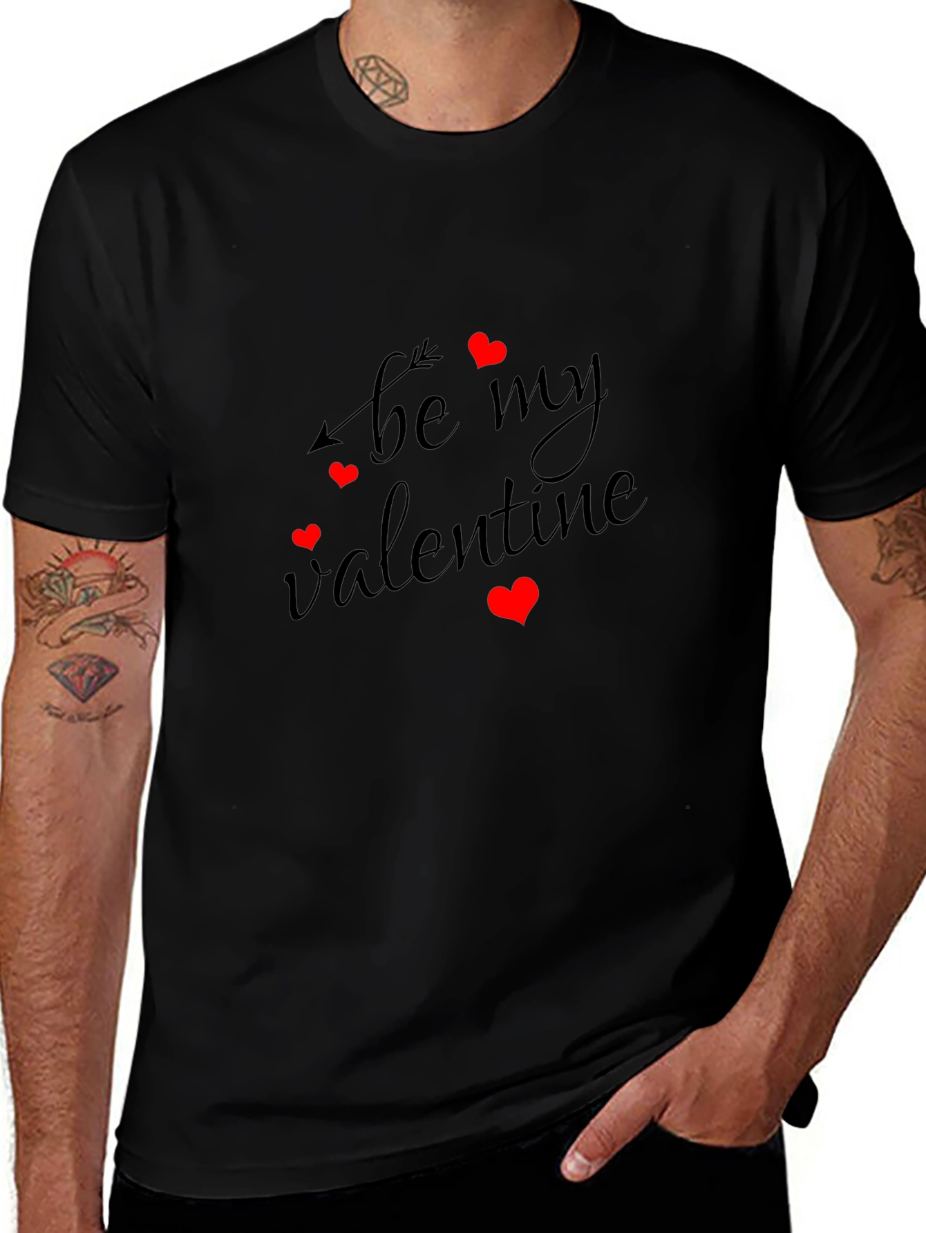 Be My Valentine T-Shirt - Black Heart Design