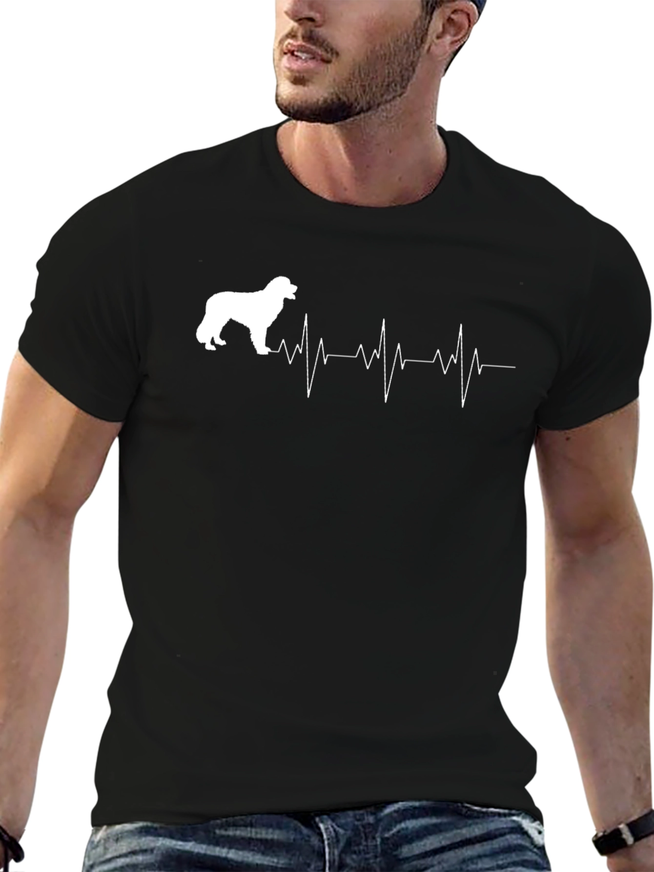 Dog Breed Heartbeat Graphic Tee - Black