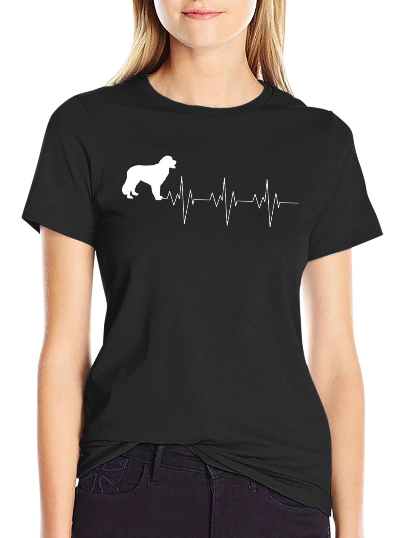 Dog Breed Heartbeat Graphic Tee - Black