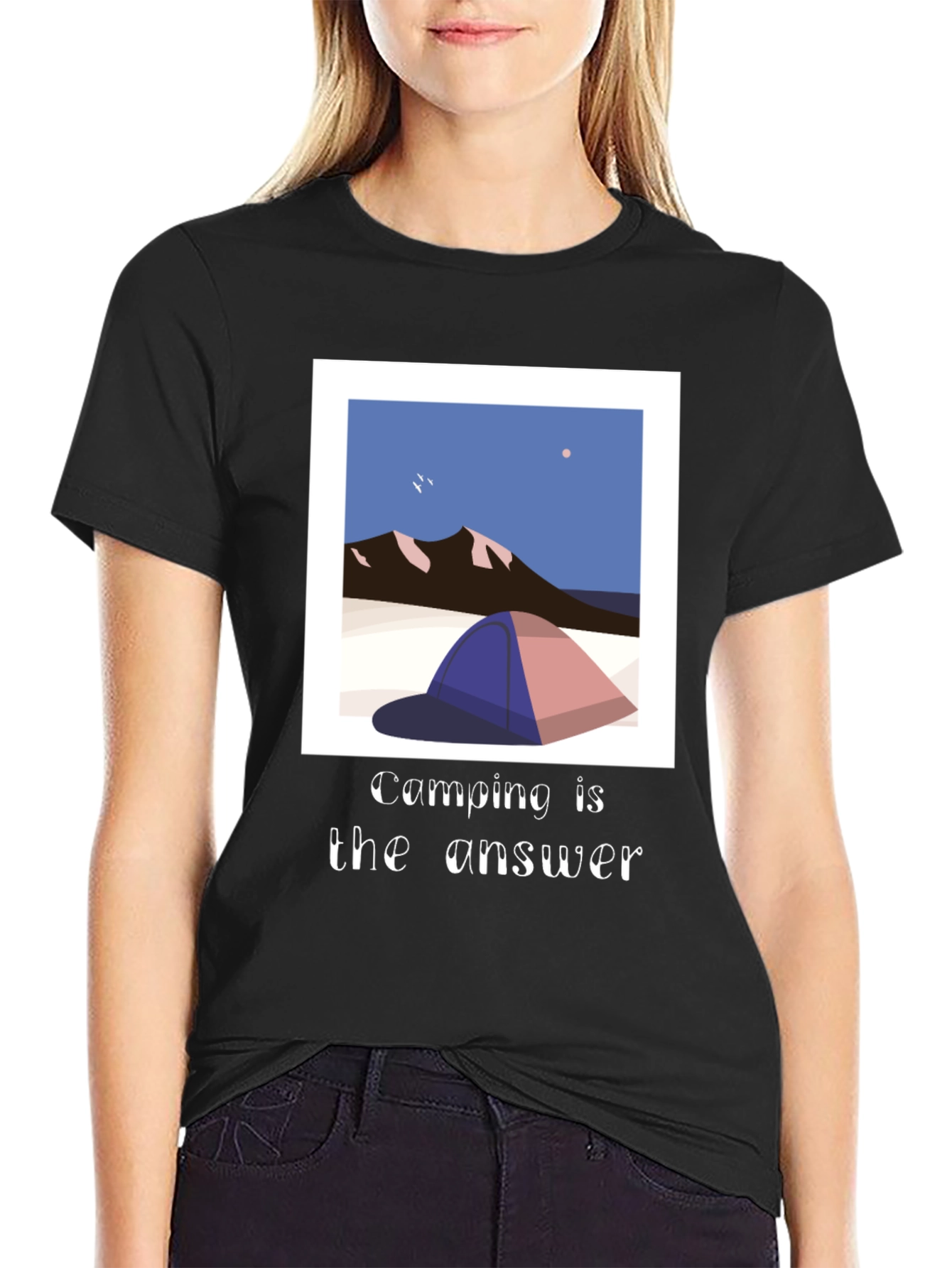 Camping is the Answer Graphic Tee - Black