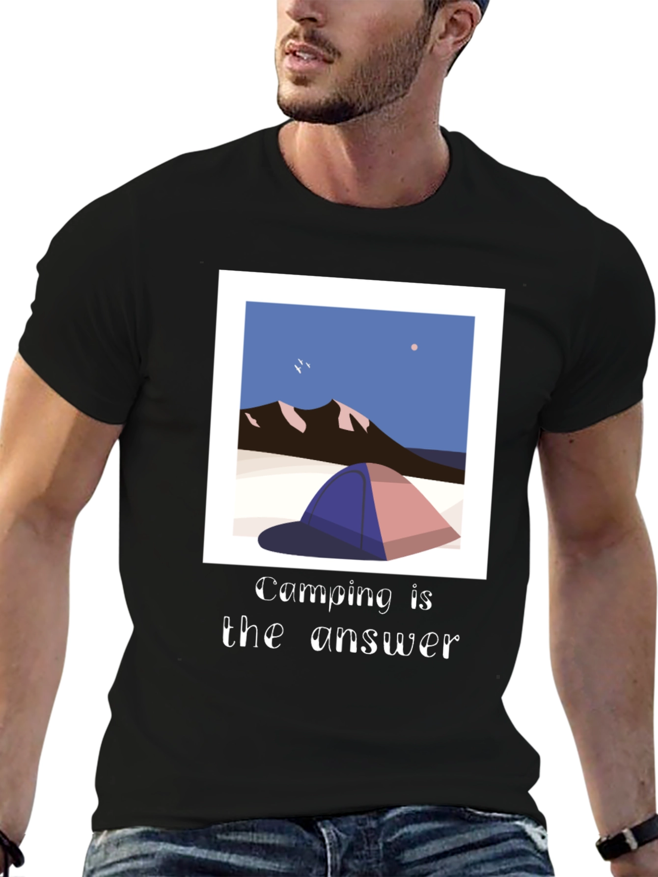 Camping is the Answer Graphic Tee - Black