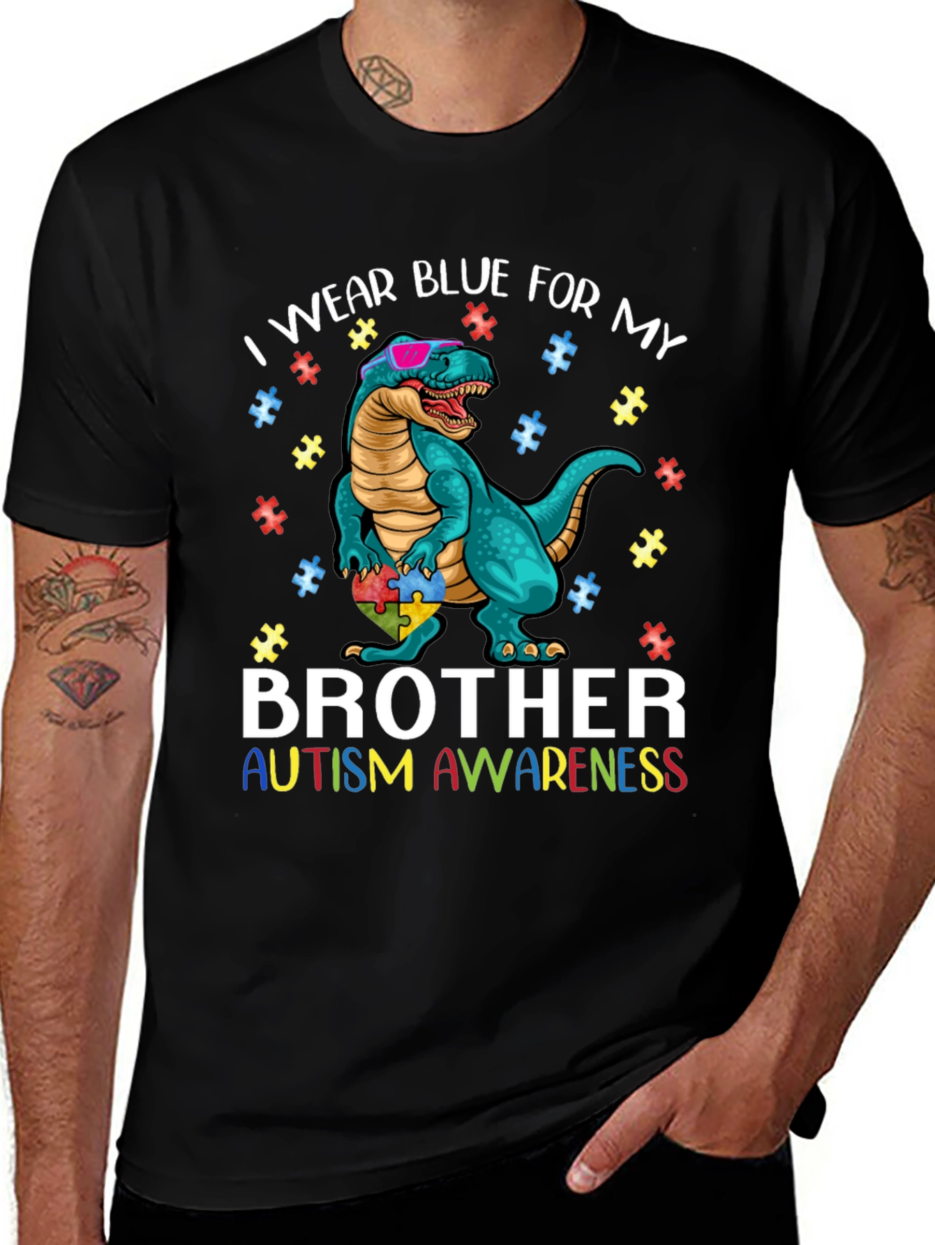 Autism Awareness Dinosaur T-Shirt Brother Tee